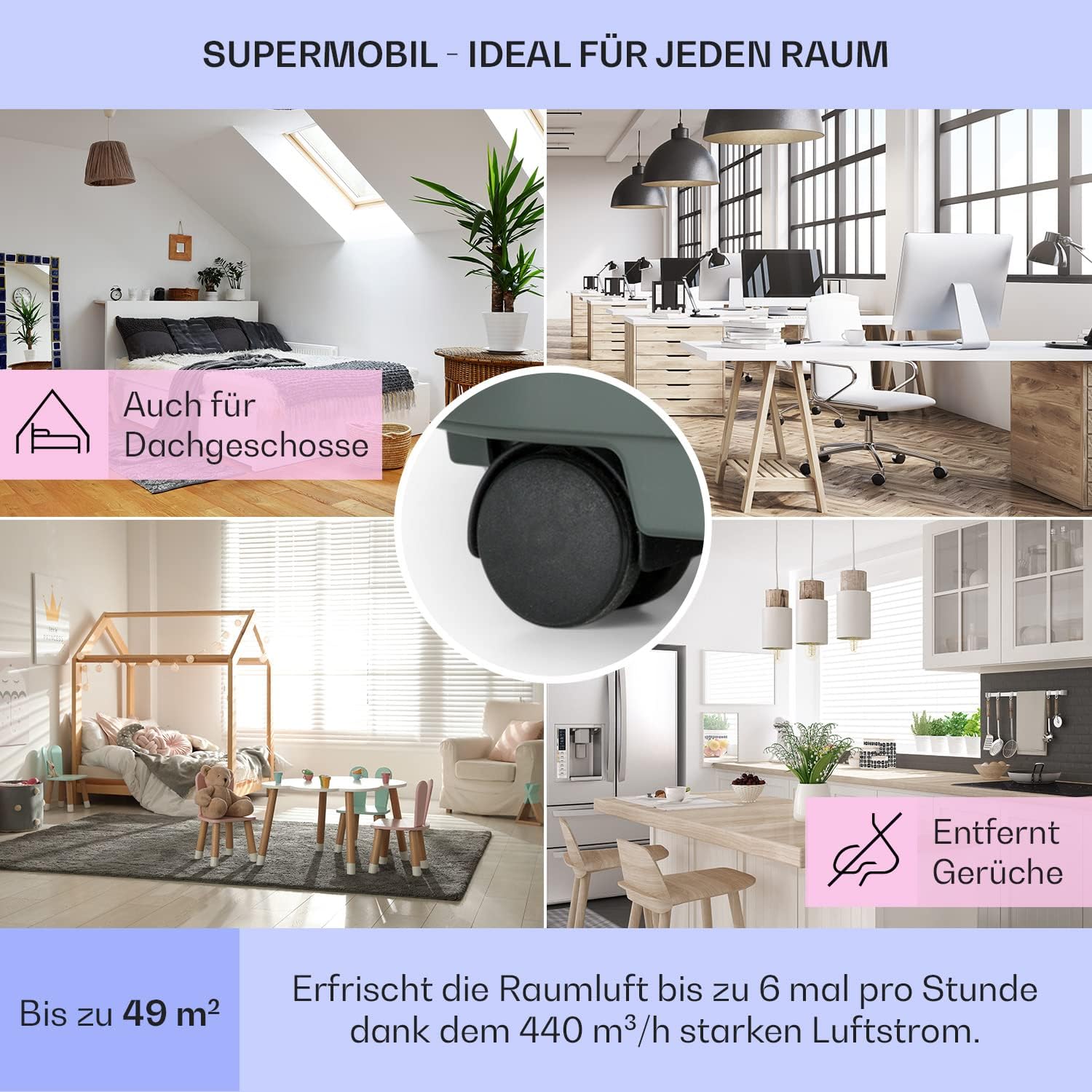 Klarstein Mobile Klimaanlage mit Abluftschlauch, 5-in-1 Klimagerät, Ventilator, Luftentfeuchter, Luftreiniger & Nachtmodus, App-Steuerung, Kleine & Portable für Wohnung & Büro, 12000 BTU