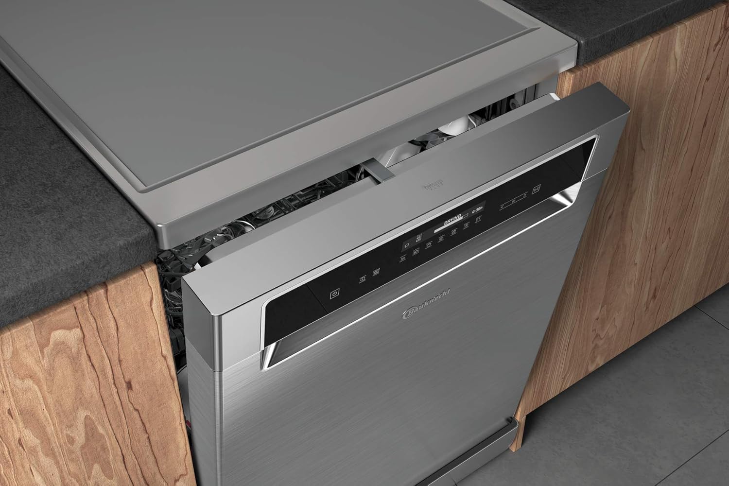 Bauknecht B7F HP43 XA Freistehender Geschirrspüler/ 60 CM/ 15 Maßgedecke/PowerClean Pro-Effektive Hochdruckdüsen/Natural Dry-Automatische Türoffnung-Bessere Trocknung/Maxi Space-Mehr Innenraum