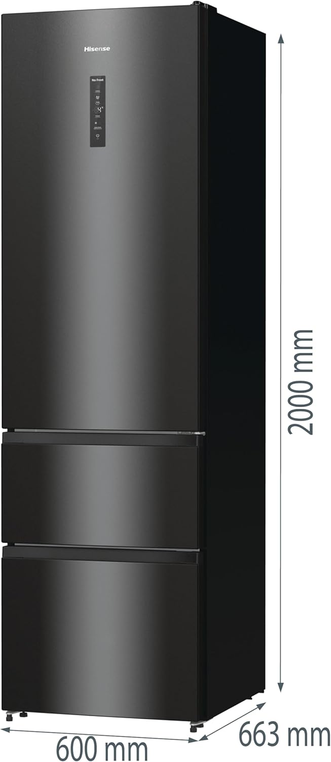 Hisense RB327N4AD2 Kühl-Gefrierkombination/ NoFrostPlus/ Multiflow 360°/ HolidayMode/ FreshZone/ 182,4 cm/ Kühlteil 171 l/ Gefrierteil 85 l/ 41 dB/ 287 kWh/ Jahr/ Edelstahl-Look