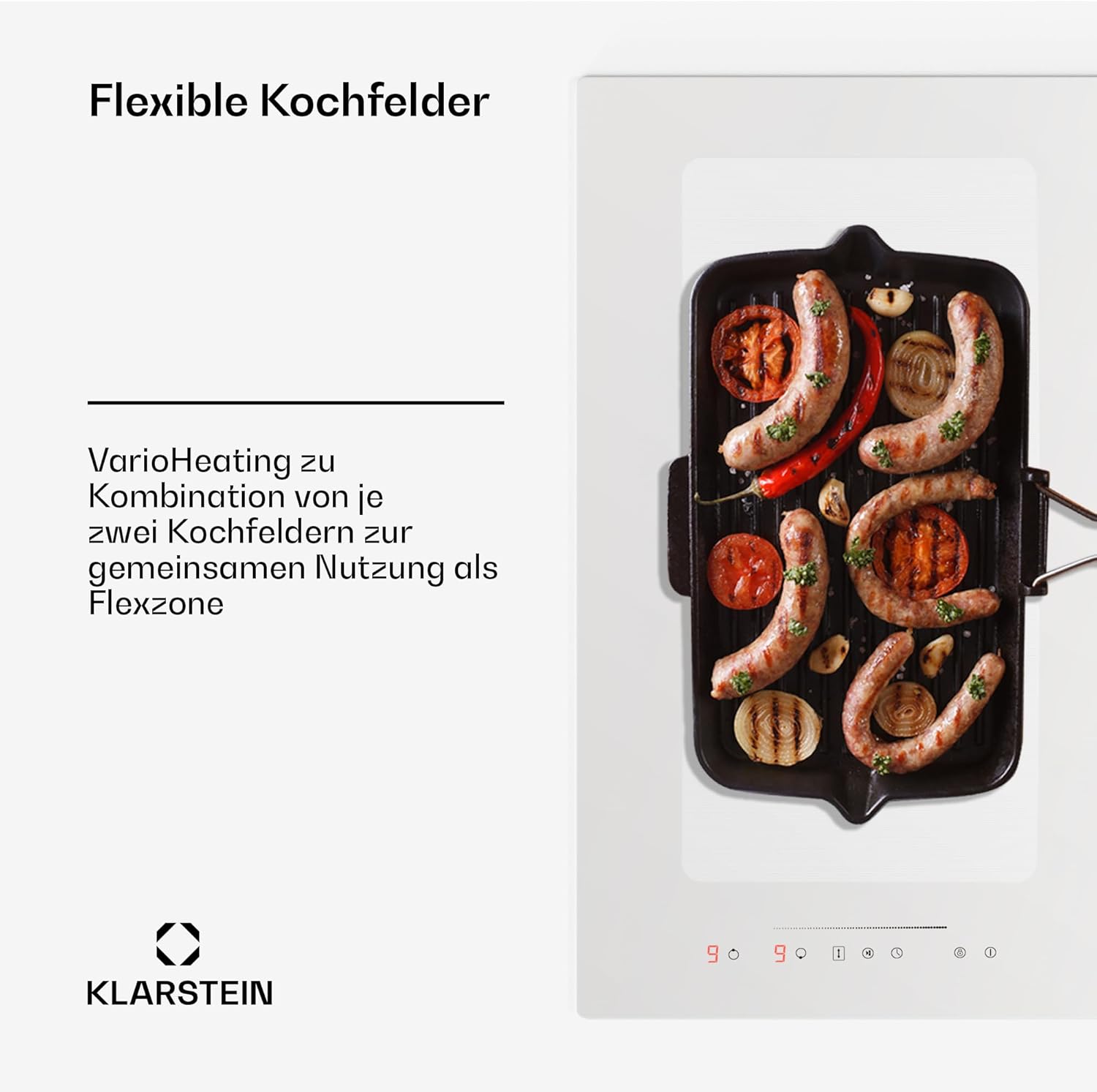 Klarstein 2-in-1 Induktionskochfeld mit Dunstabzug, Induktionskochfeld mit Abluft & Ventilator, 4-Zonen-Kochfeld, Glaskeramik-Einbauherd, Kochfeld mit Dunstabzug, Energieklasse A, 654m³/h Luftstrom