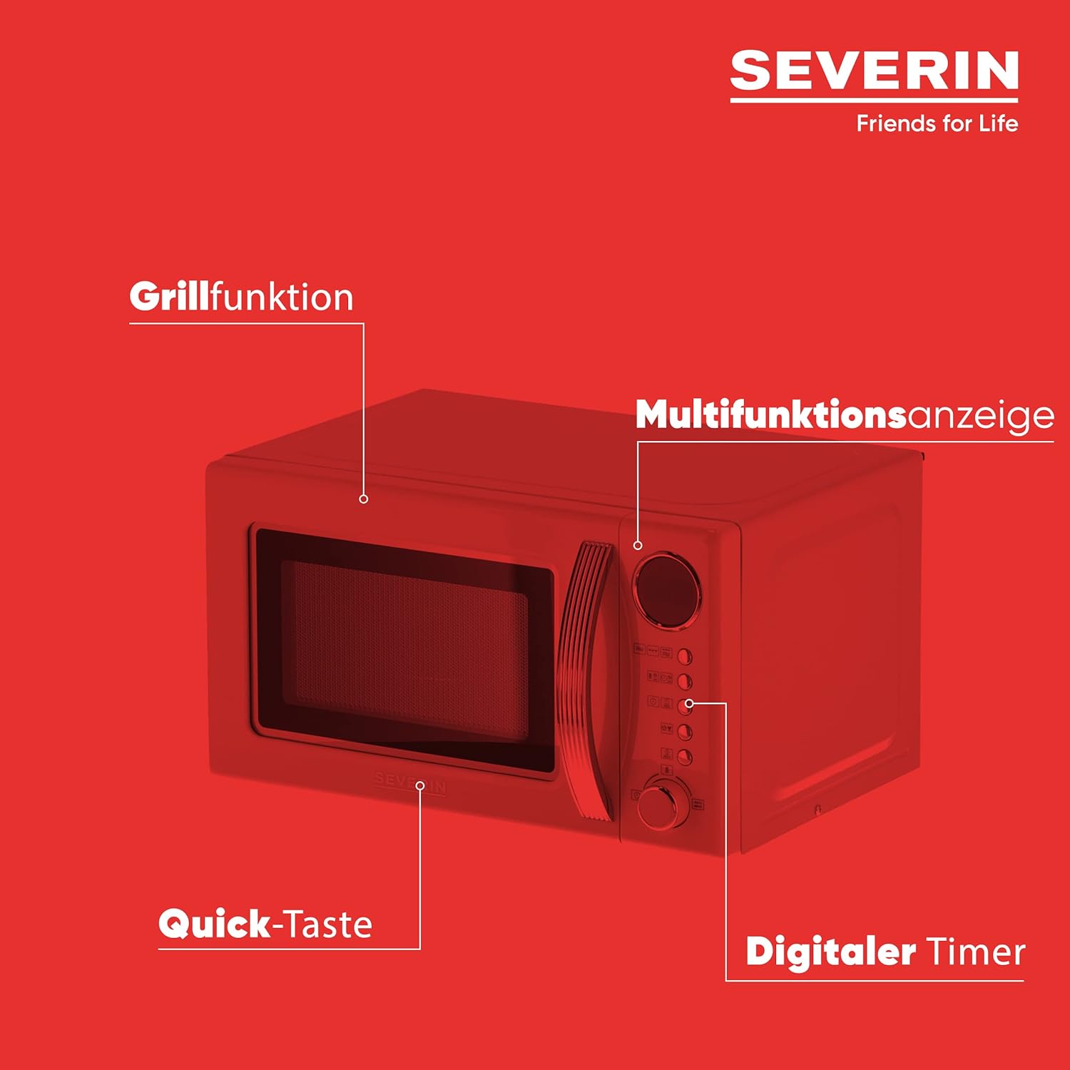 SEVERIN 2-in-1 Retro Mikrowelle mit Grillfunktion, Grillofen mit 5 Leistungsstufen und 8 Automatikprogrammen, hochwertige Mikrowelle mit Grill, ca. 700 W, creme / chrom, MW 7892