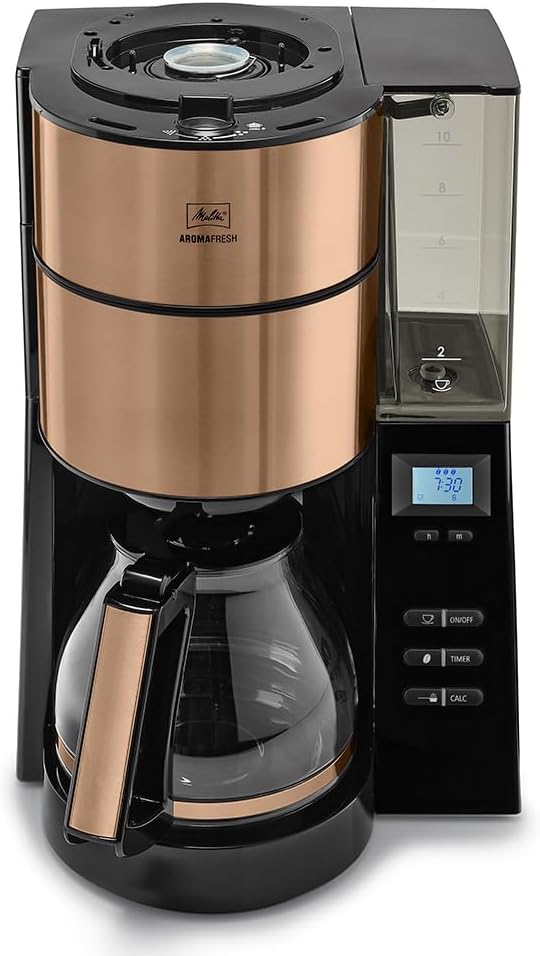 Melitta AromaFresh - Filterkaffeemaschine - mit Glaskanne - integriertes Mahlwerk - Timer Funktion - 10 Tassen - Pure Black