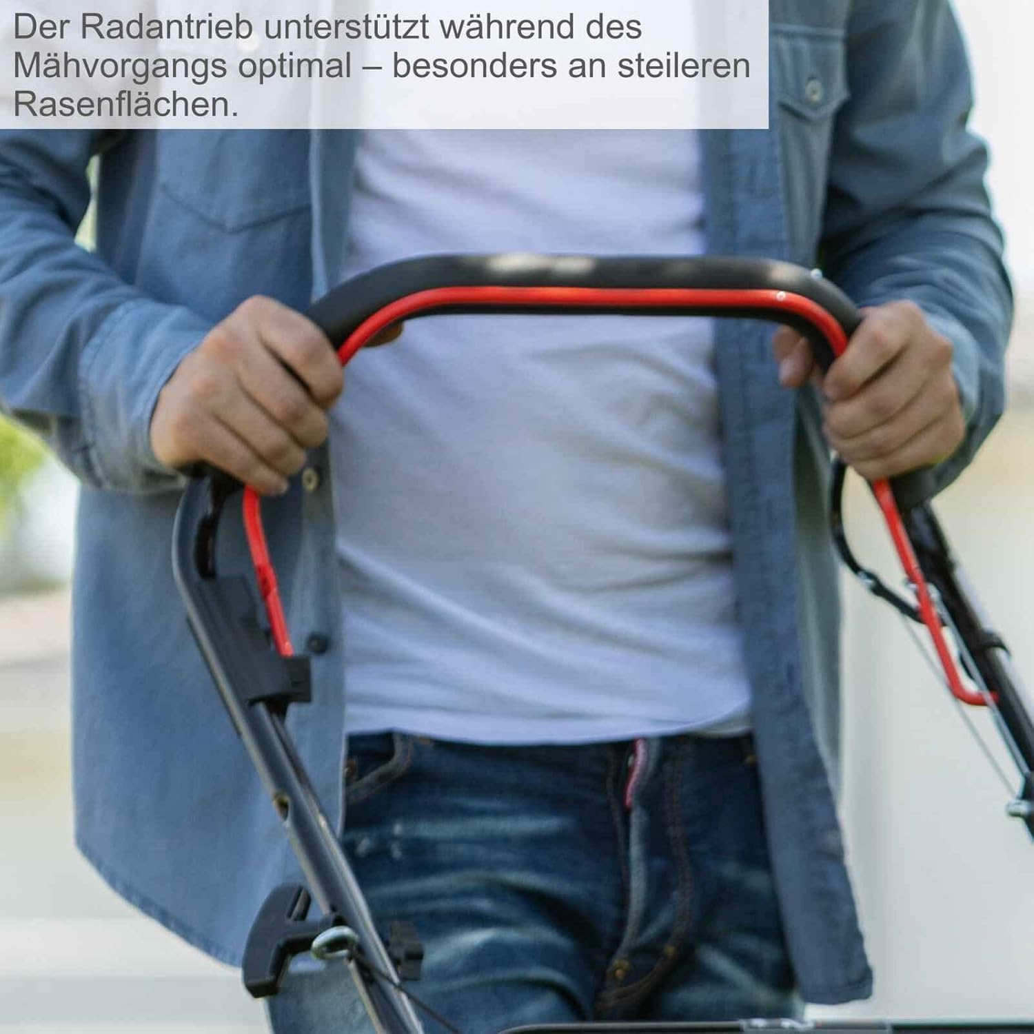 Scheppach MS161-46 Benzin Rasenmäher - 46 cm Schnittbreite | 55 Liter Fangkorb | Stahlgehäuse | 7-stufige Höhenverstellung | Mulchfunktion | Radantrieb | Seitenauswurf | inkl. Motoröl