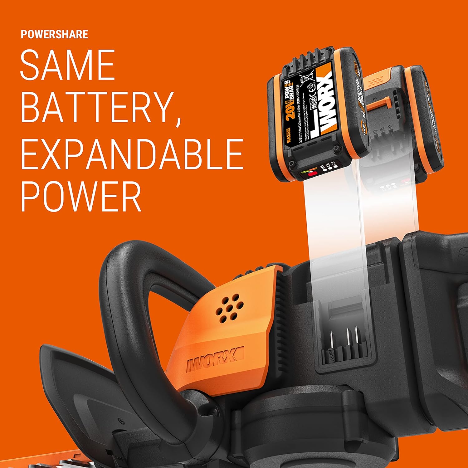 WORX WG286E.9 Nitro Profi Akku Heckenschere 40V – präziser Schnitt auch bei schwierigen Winkeln – leistungsstarker bürstenloser Motor – 58cm Schnittlänge – 27mm Zahnabstand – ohne Akku & Ladegerät