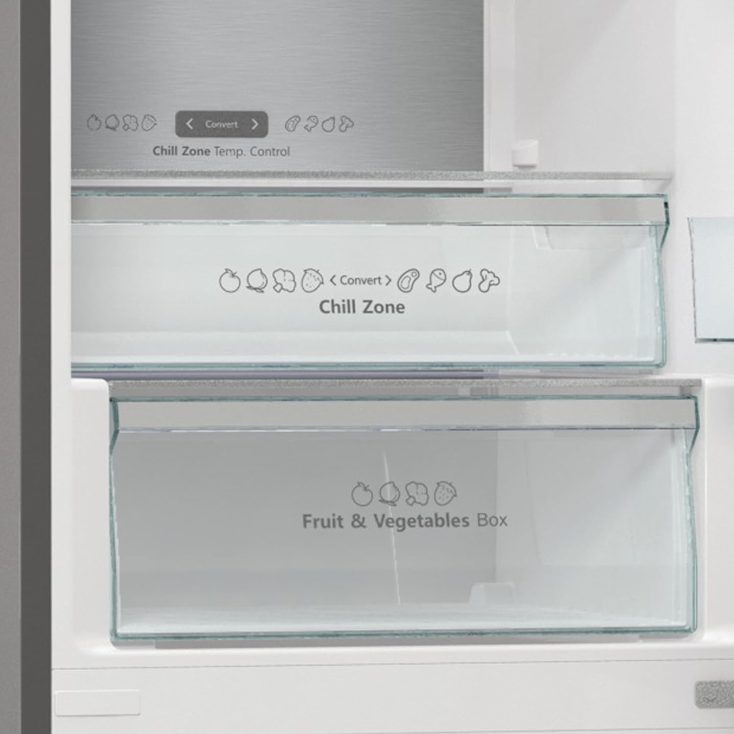 Hisense RB327N4ADD Fridge-Freezer Combination, EEK D, Total NoFrost, Interchangeable Door Hinge, Bottle Grid, 171 Litre Fridge Compartment, 85 Litre Freezer Compartment, Stainless Steel Look