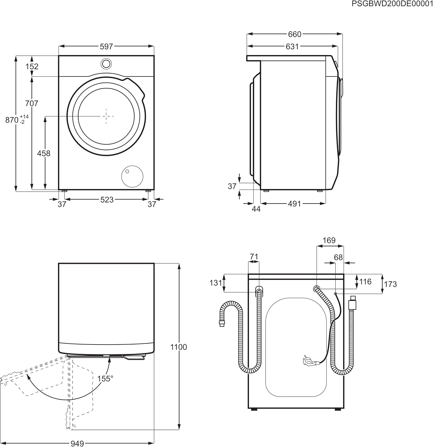 AEG L7WBA60680 Waschtrockner / DualSense - schonende Pflege / 8 kg Waschen / 5 kg Trocknen / D / energiesparend / Mengenautomatik / Nachlegefunktion / ProSteam - Auffrischfunktion / 1600 U/min Weiß