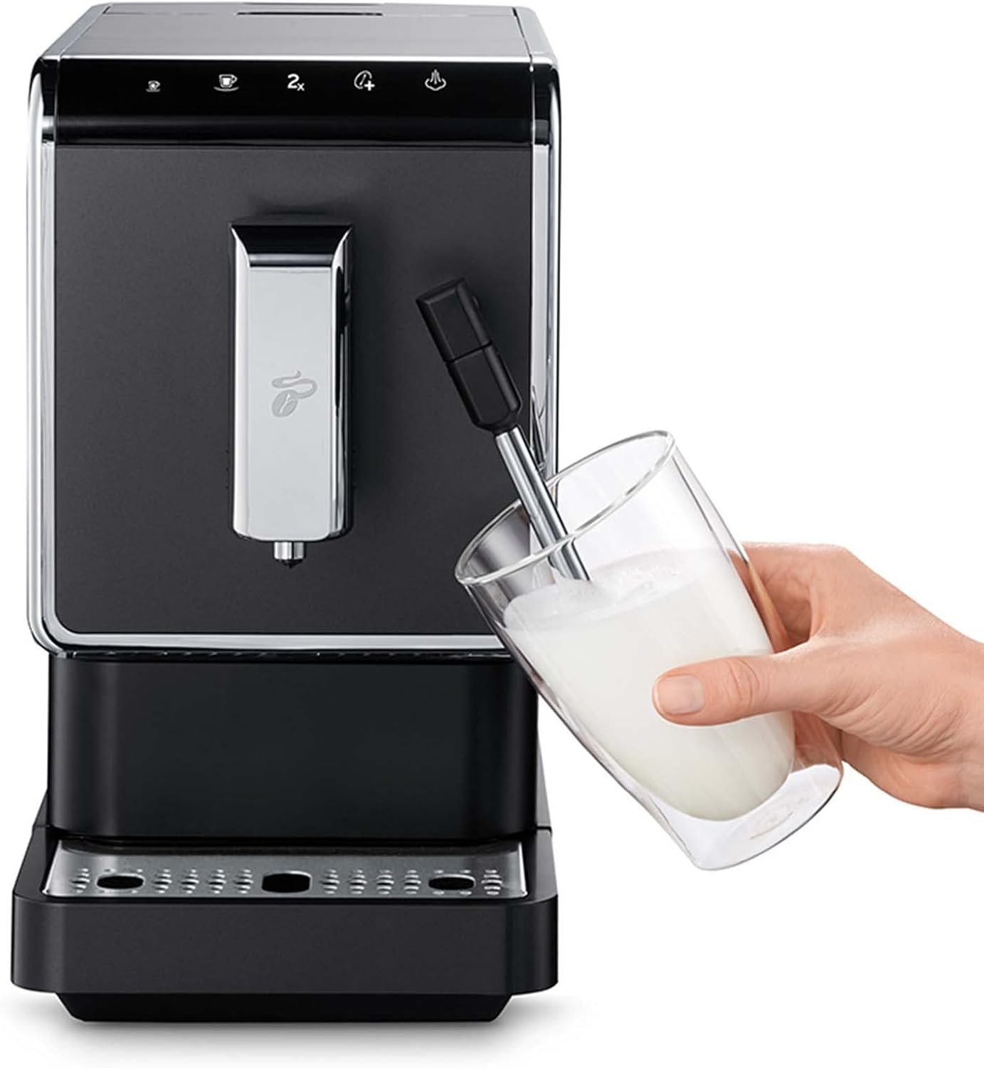 Tchibo Kaffeevollautomat Esperto Latte mit Milchaufschäumfunktion für Caffè Crema, Espresso und Milchspezialitäten, Anthrazit