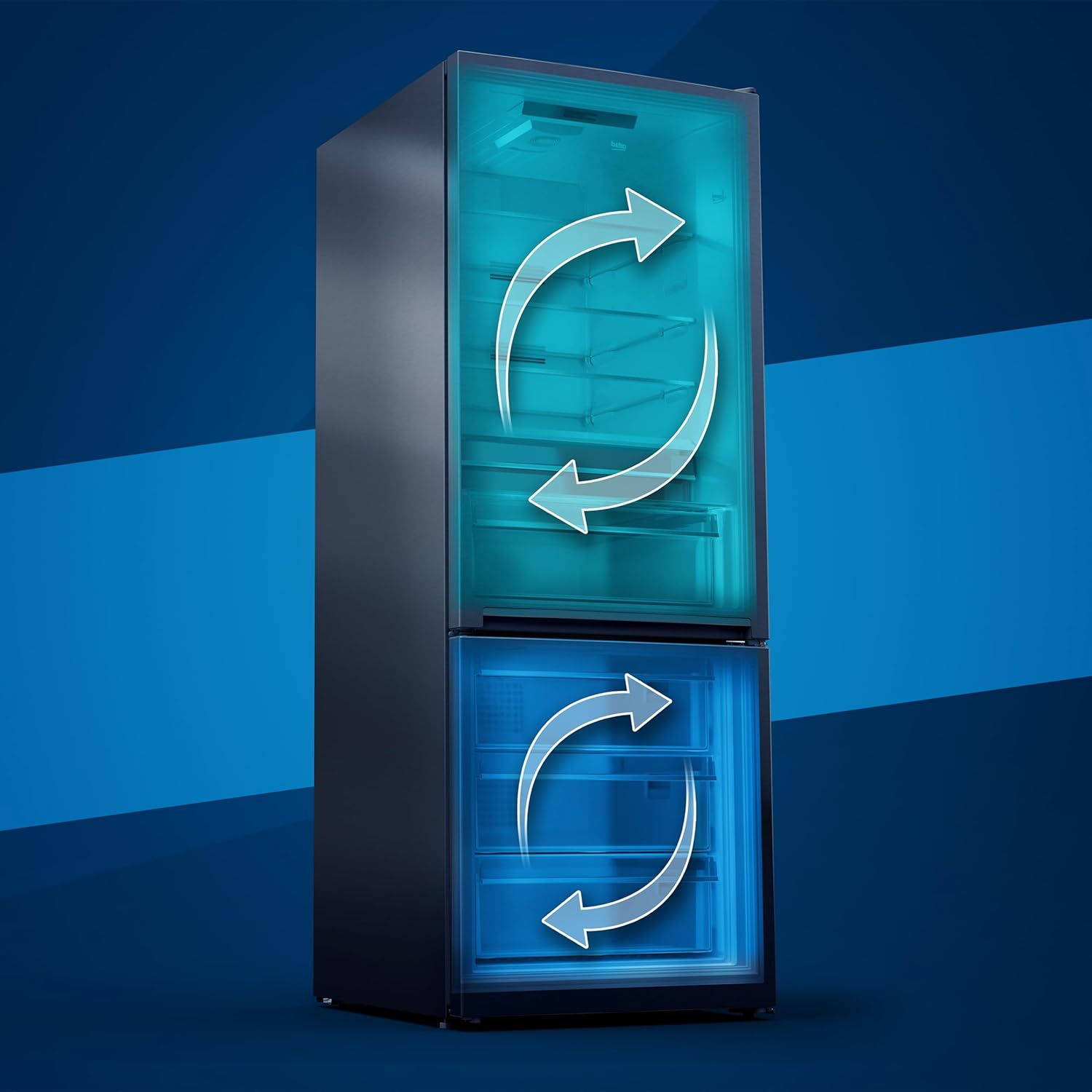 Beko RCNE366E70ZXBRN bPRO700 freistehende Kühl-/Gefrierkombination, großer Kühlschrank, 323 l Gesamtrauminhalt, HarvestFresh, NoFrost, leise, SmoothFit, 0°C-Zone, Dark Inox