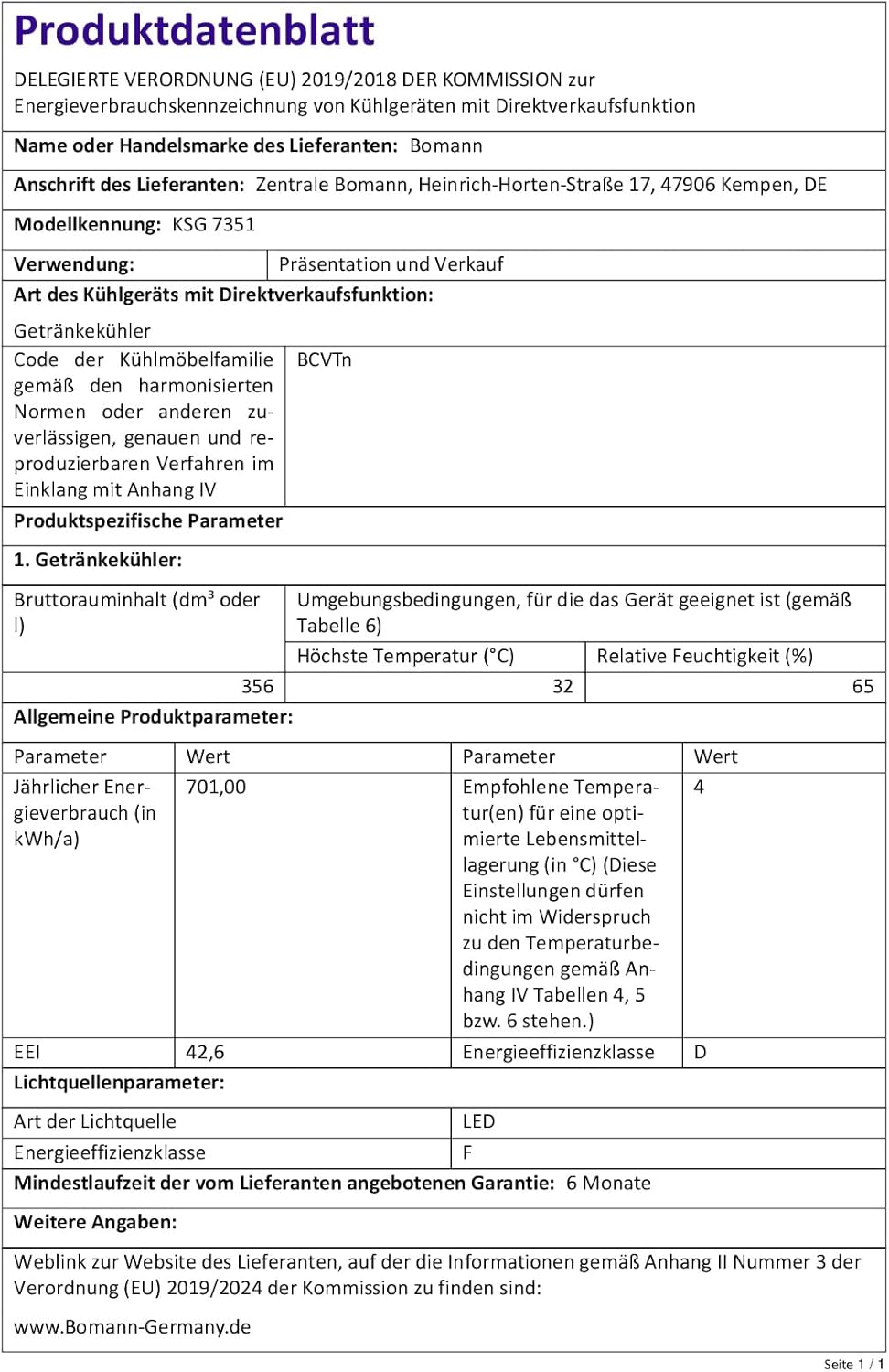 Bomann Kühlschrank mit Glastür | Getränkekühlschrank abschließbar | 6 höhenverstellbare Ablagen | 30kg je Ablage | 347 Liter | Kühlschrank groß | Flaschenkühlschrank m. LED-Licht | KSG 7351 schwarz