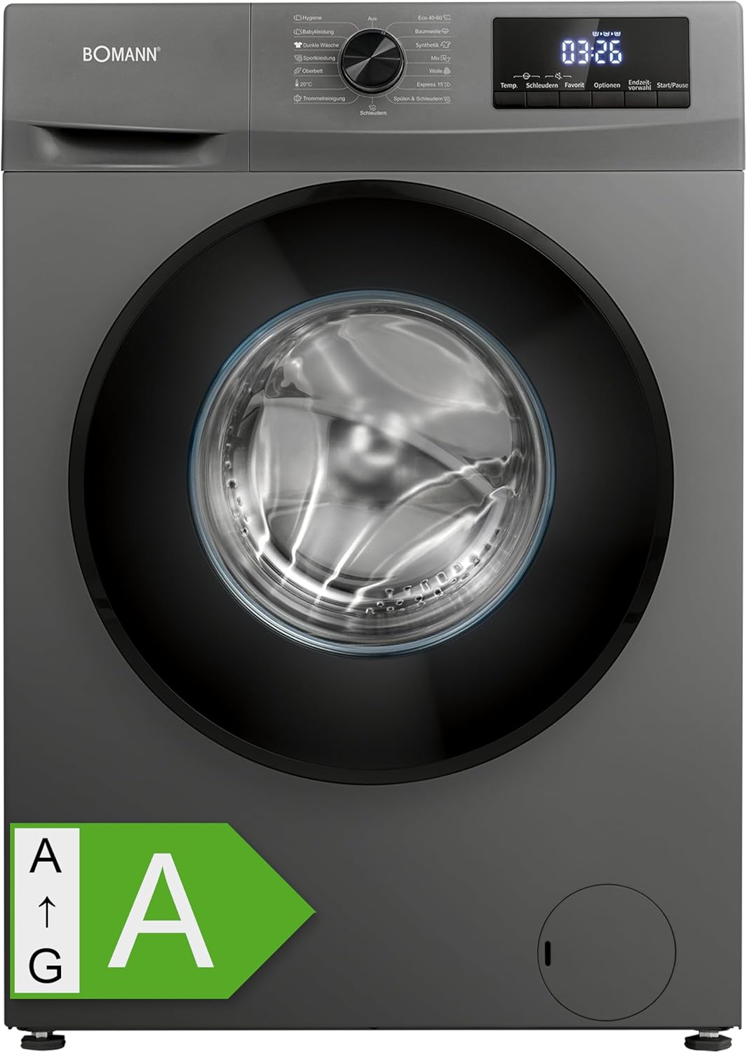 Bomann Waschmaschine 7kg | max. 1400 U/min | 10 Jahre Motor-Garantie | effizienter, leiser & langlebiger Invertermotor | 15 Programme | Endzeitvorwahl | LED-Display | Washing Machine | WA 7175 wei