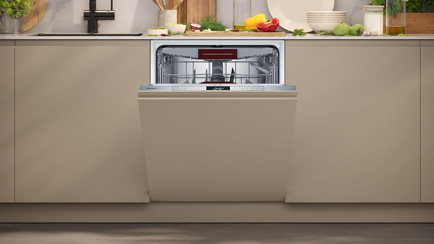 NEFF S157YCX03E, N 70, Smarter Geschirrspüler Vollintegriert, 60 cm, Besteckschublade, Made in Germany, Zeolith-Trocknung, besonders leise Spülmaschine, höhenverstellbarer Oberkorb, starker Sprühdruck
