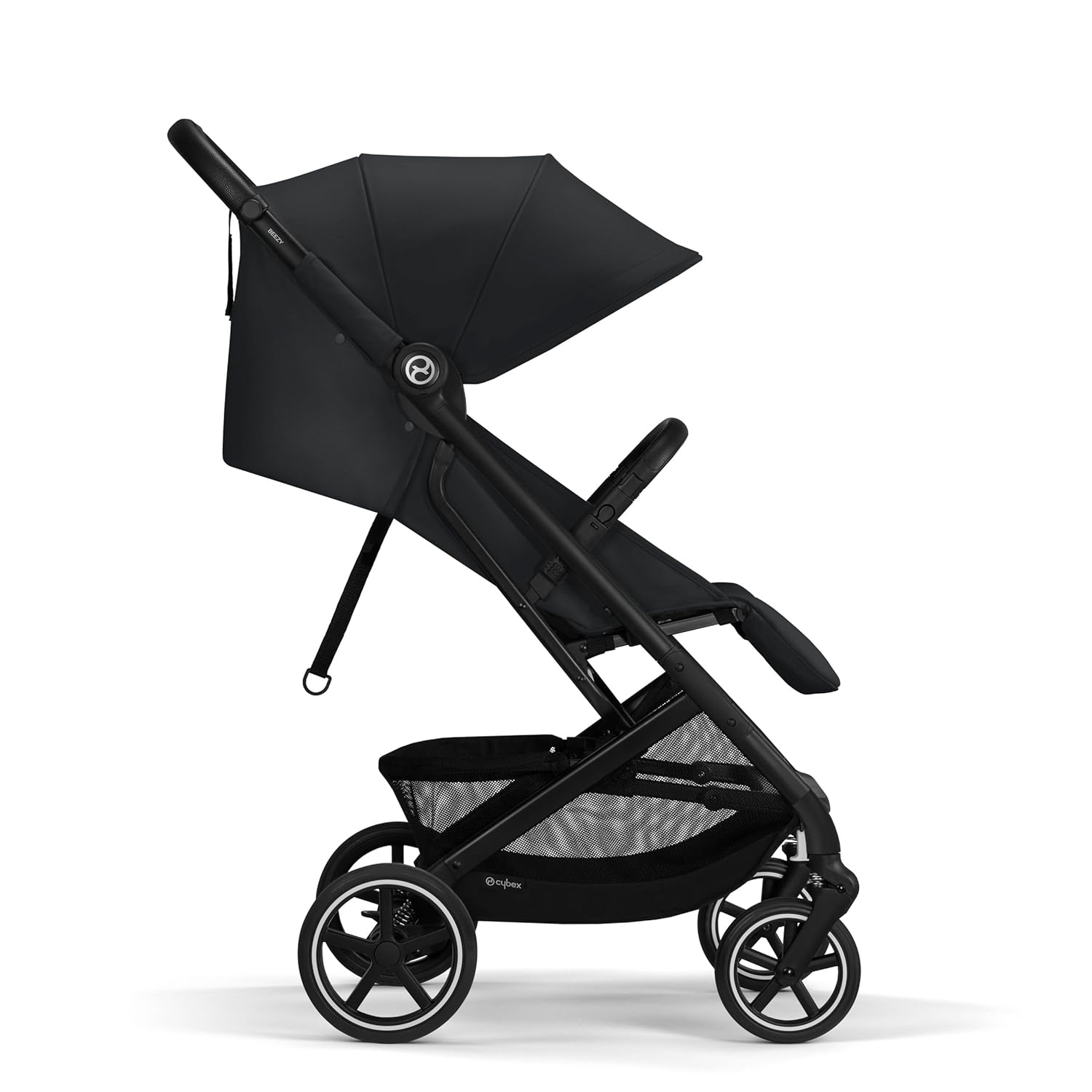 Cybex Gold Kinderwagen Beezy mit One-Pull Harness, Ab Geburt bis ca. 4 Jahre (max. 22 kg), Kompakt und ergonomisch, Magic Black (Schwarz mit schwarzem Rahmen)