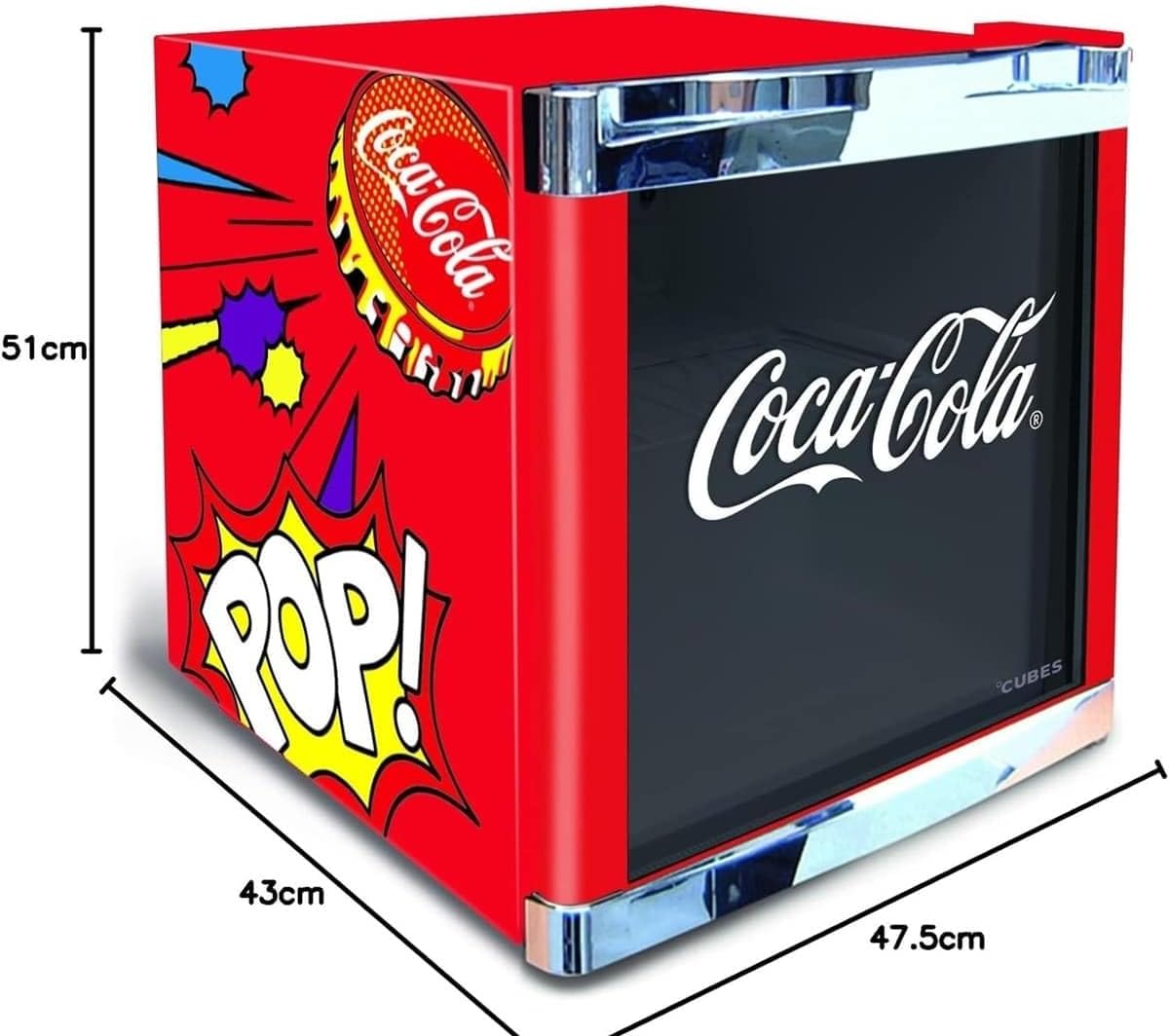 °CUBES Flaschenkühlschrank Coca-Cola Classic/ 51 cm Höhe / 98 kWh/Jahr / 48 L Kühlteil