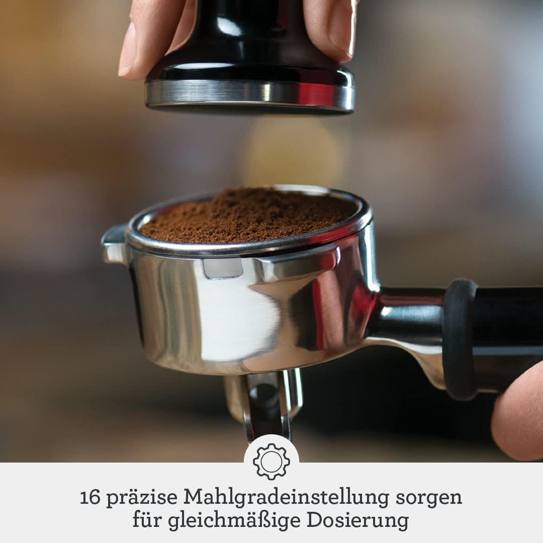 Sage - The Barista Express - Kaffeemaschine mit manuellem Milchaufschäumer & integriertem Mahlwerk - 16 Mahlgradeinstellungen, automatisches Mahlen, individueller Milchschaum - Schwarzer Trüffel