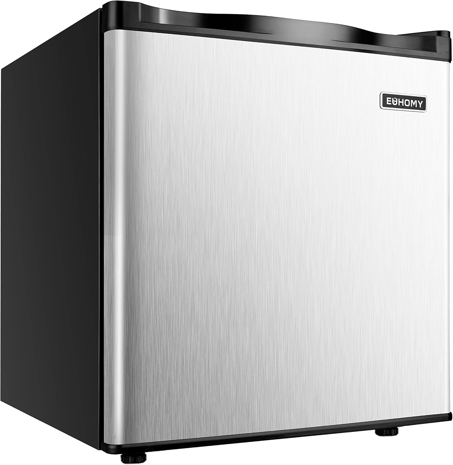 EUHOMY 46L Mini-Kühlschrank mit Umkehrbarer Tür, 7-Stufen Thermostat + Kühlbox, 39dB Ultra-Leise Kühlschrank klein für Schlafzimmer/Büro, Energieeffizient, Kompakt (Schwarz)