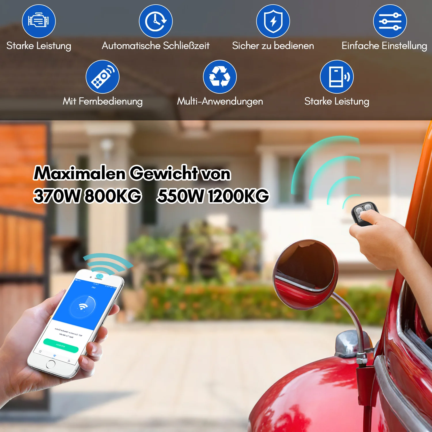 Sonnewelt Schiebetorantrieb Garagentorantrieb mit App-Steuerung 370W/550W