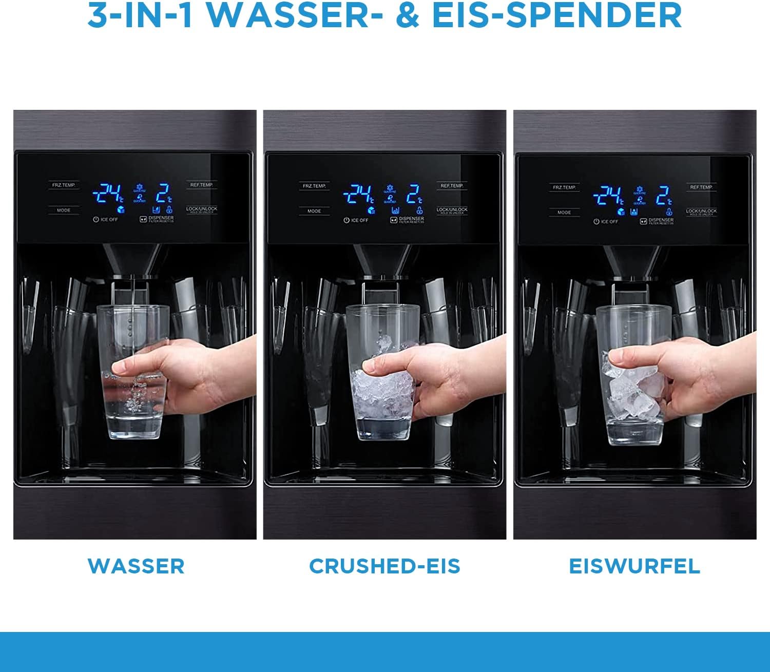 Midea KS-DDX 6.32 WT Side-by-Side Kühl-/Gefrierkombination/ 178,8 cm Hhe/ 254 kWh/Jahr/No Frost/Dual Inverter Compressor/mit 3in1 Wasser-/Eisspender und Wassertank, Dark Inox