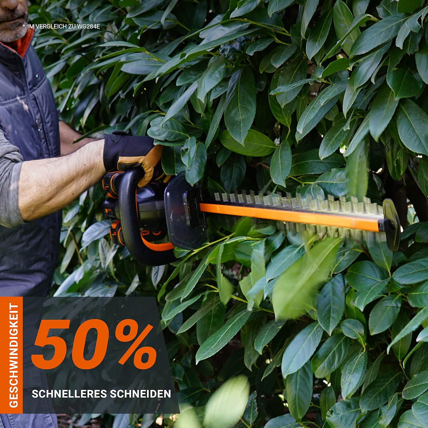 WORX WG286E.9 Nitro Profi Akku Heckenschere 40V – präziser Schnitt auch bei schwierigen Winkeln – leistungsstarker bürstenloser Motor – 58cm Schnittlänge – 27mm Zahnabstand – ohne Akku & Ladegerät