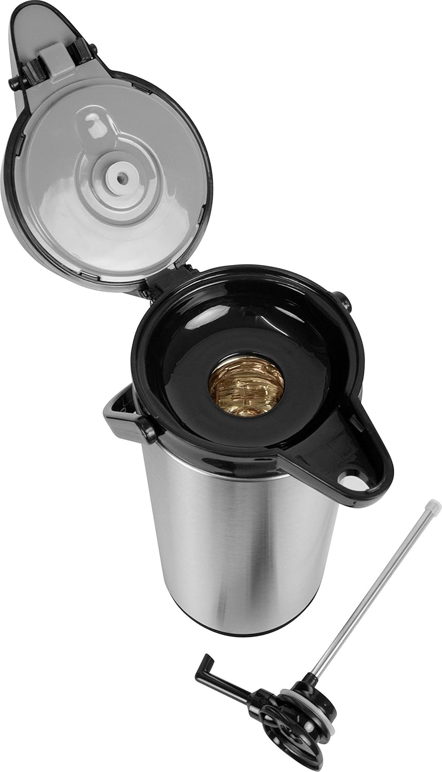 Saro Thermo Kaffeemaschine mit Korbfilter und Thermoskanne Industriekaffeemaschine mit Pumpkanne (2,2 Liter, ca. 10 Tassen Kaffee, Brüh- & Warmhaltefunktion), silber