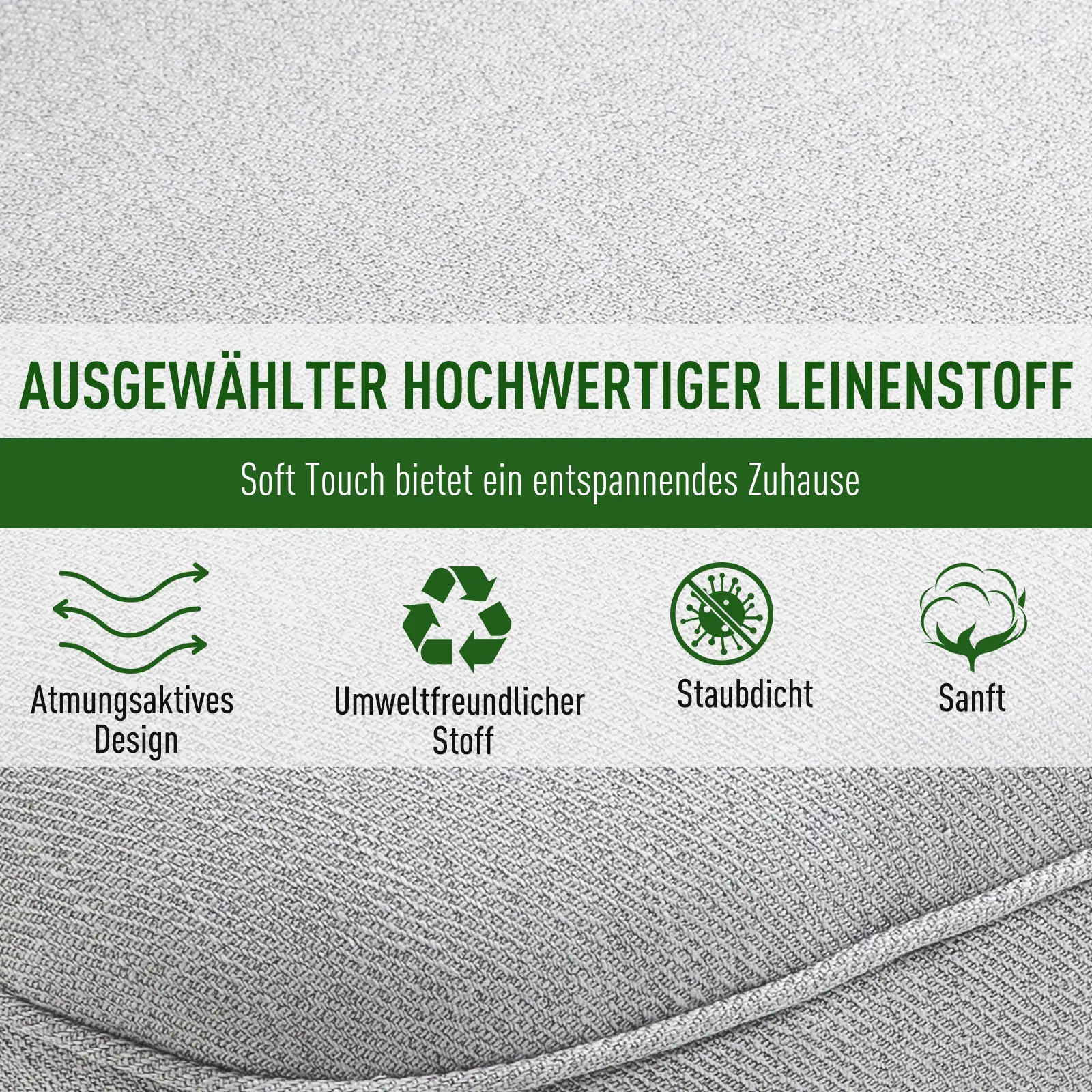 HOMCOM Polstersessel Vintage-Stil mit Rückenkissen Leinenoptik Grau