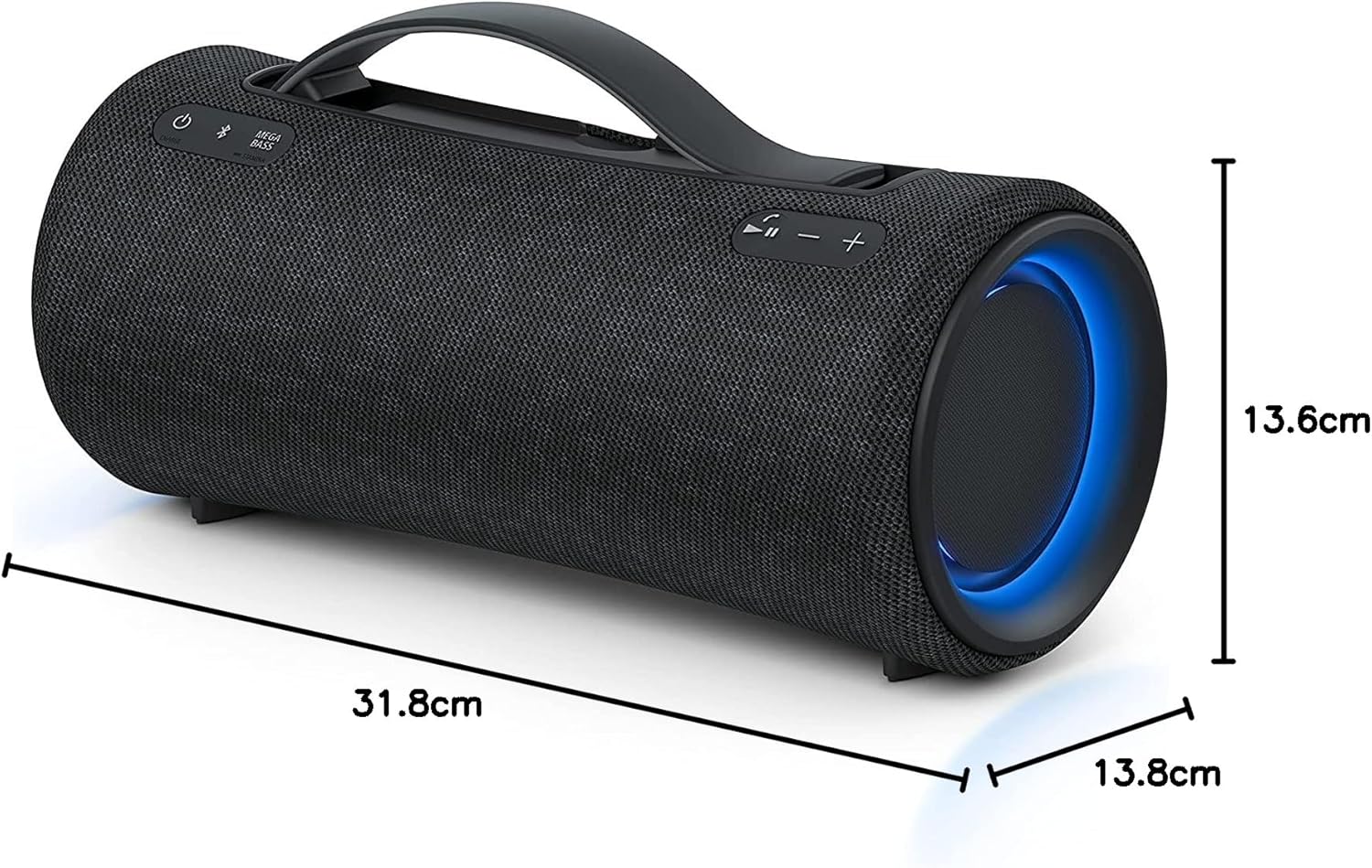 Sony SRS-XG300 - Tragbarer kabelloser Bluetooth-Lautsprecher mit starkem Partysound und Beleuchtung - wasserdicht, 25 Stunden Akkulaufzeit, Smartphone und Schnellladefunktion - Schwarz