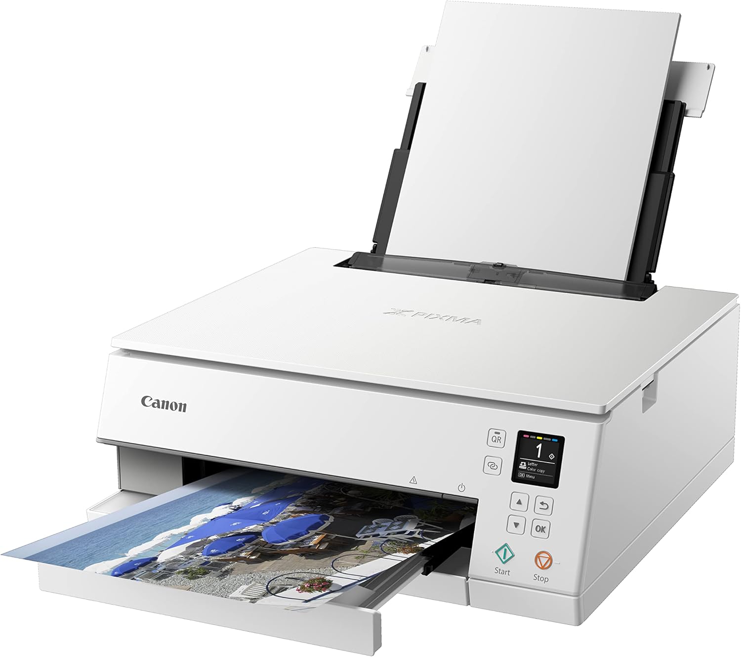 Canon PIXMA TS6350a Drucker Farbtintenstrahl Multifunktionsgerät DIN A4 (Fotodrucker, Scanner, Kopierer, OLED, 4.800x1.200 dpi, USB, WLAN, 5 separate Tinten, Duplexdruck, 2 Papierzuführungen), schwarz