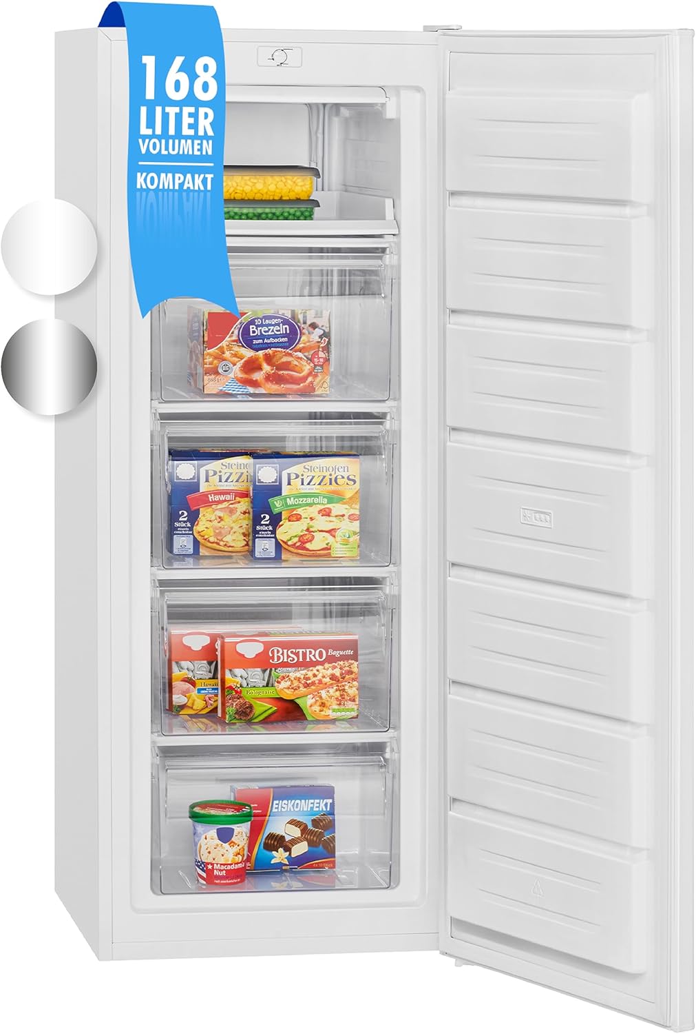 Bomann® Gefrierschrank | Tiefkühlschrank | Freezer | Nutzinhalt 168 Liter | wechselbarer Türanschlag | 4 Sterne Gefrierraum | GS 7340 inox