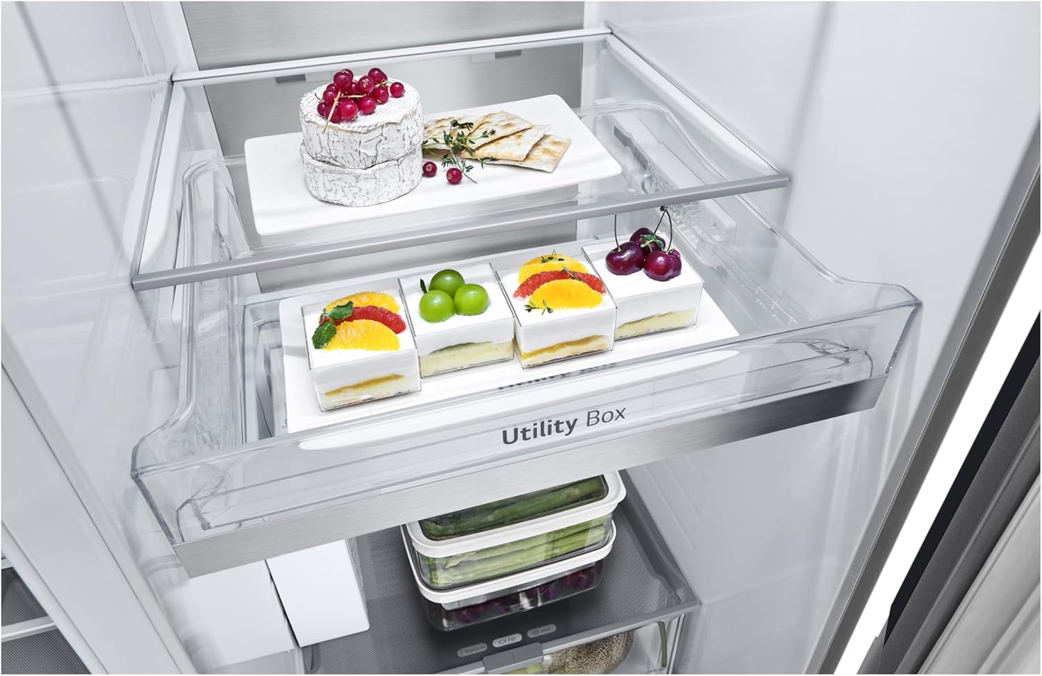 LG GSGV81PYLL Side by Side Kühlschrank, Klasse E, 635 L, Instaview, Kühlschrank mit Gefrierfach, Eis-, Crushed Ice- Wasserspender, Total NoFrost, Smart Inverter Kompressor, Wi-Fi