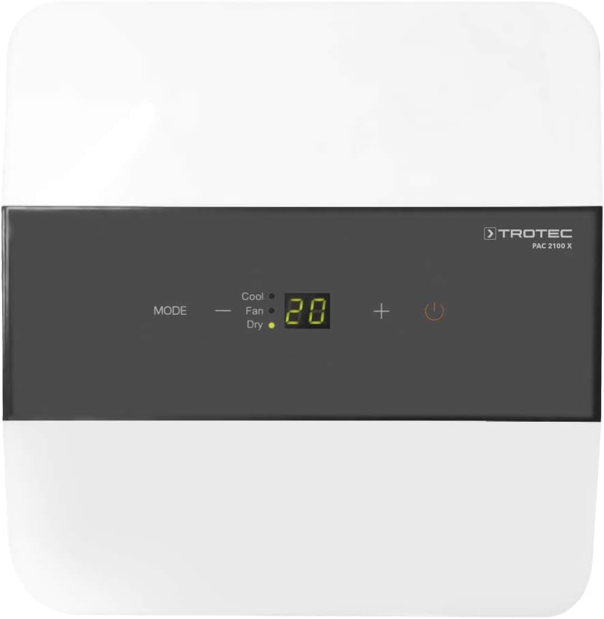 TROTEC PAC 2100 X mobile Klimaanlage 3-in-1 Kühlung, Ventilation, Entfeuchtung Monoblock-Klimagerät 2 kW 7.000 BTU/h für Raumgrößen bis 26 m² und 65 m³ 2 Ventilationsstufen