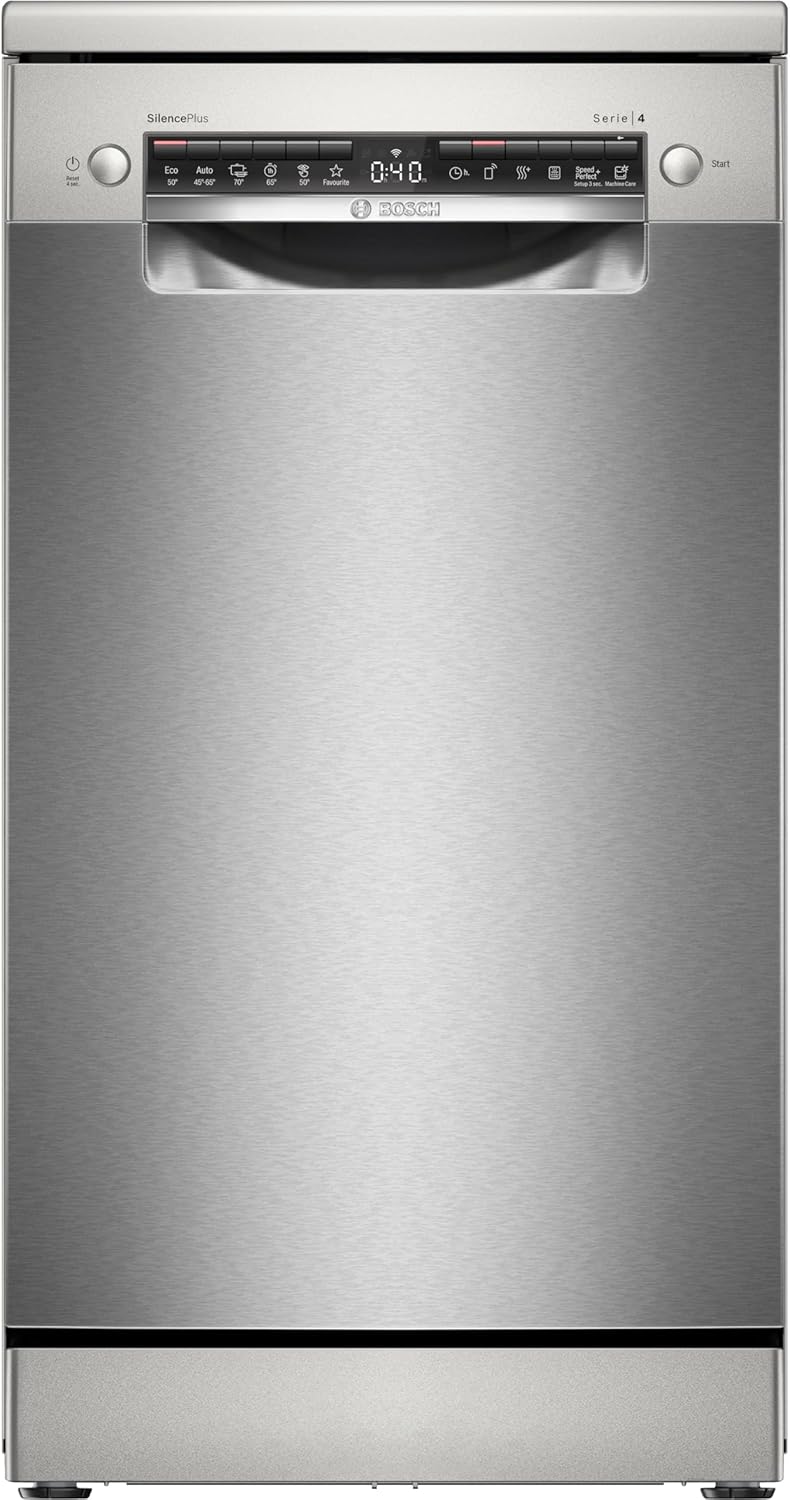 Bosch SPV2IKX10E Serie 2 Smarter Geschirrspüler vollintegriert, 45 cm breit, Besteckkorb, Extra Trocknen auf Knopfdruck, InfoLight roter Lichtpunkt am Boden, AquaStop Schutz gegen Wasserschäden, Weiß