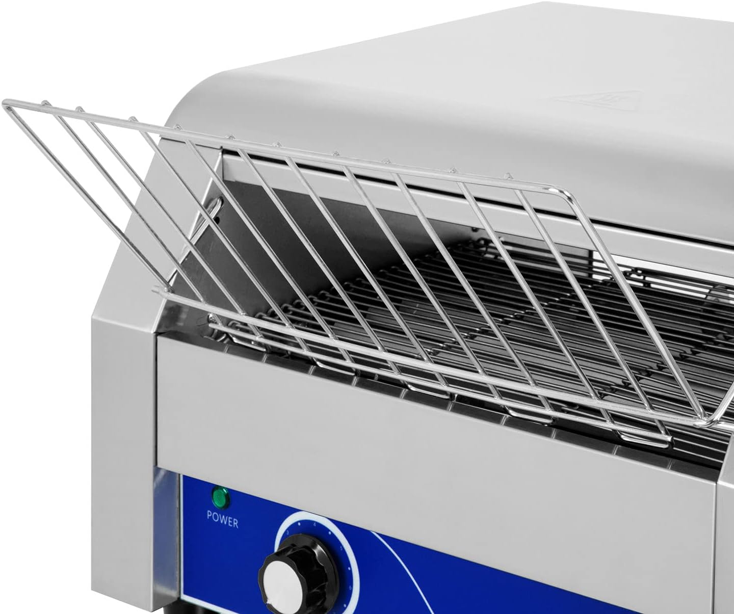 vertes Durchlauftoaster Toaster mit Laufband aus Edelstahl (1940W, 230V, Gastro Profi für Toast und Burger Buns, Zugabefach, 2 Ausgabefächer, 7 Geschwindigkeitsstufen, Krümelschublade, 2 Modi)