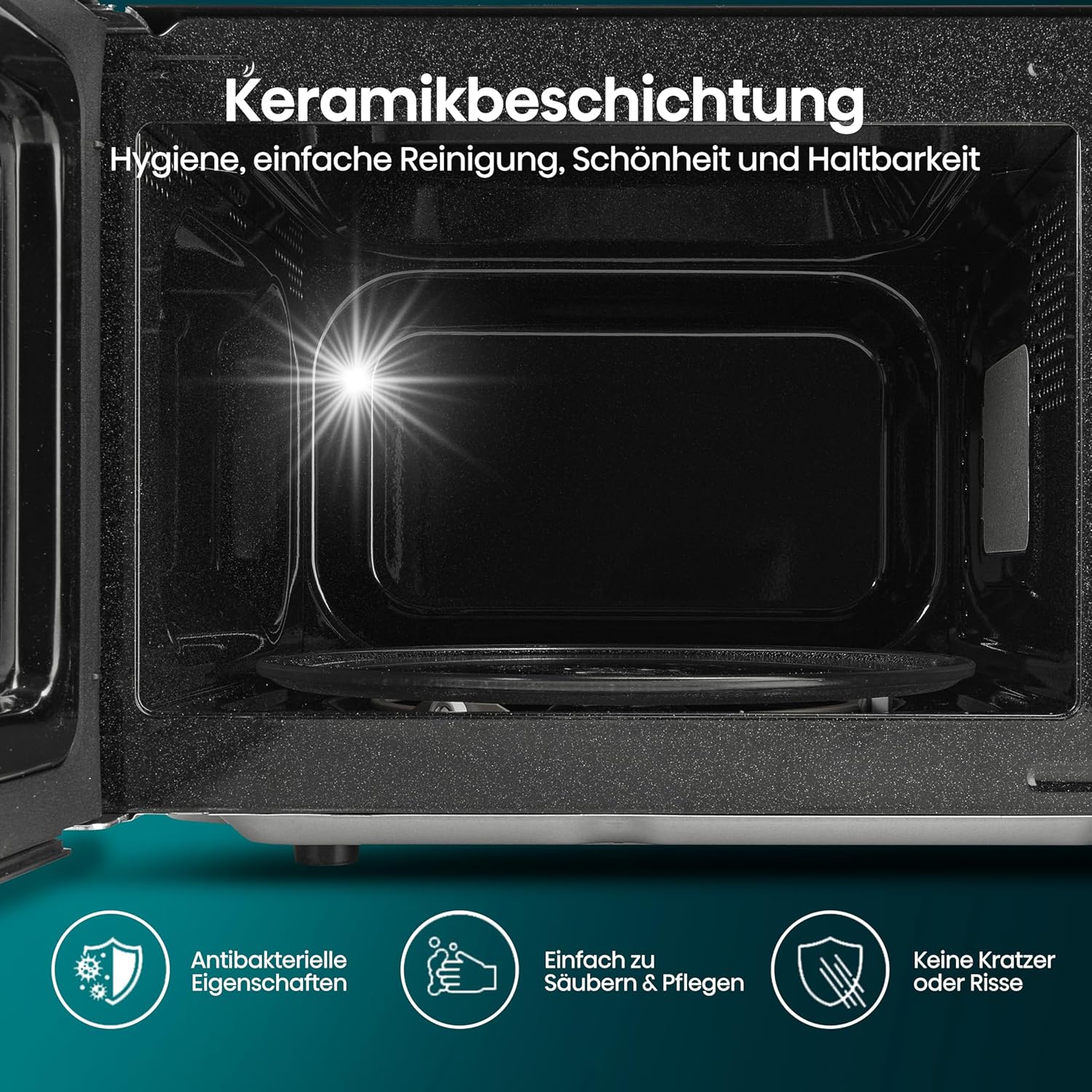 Hisense Elektronische Mikrowelle, Fassungsvermögen 23 l, Leistung 800 W, Grillleistung 1000 W, LED-Display mit Touch-Steuerung, Schwarz