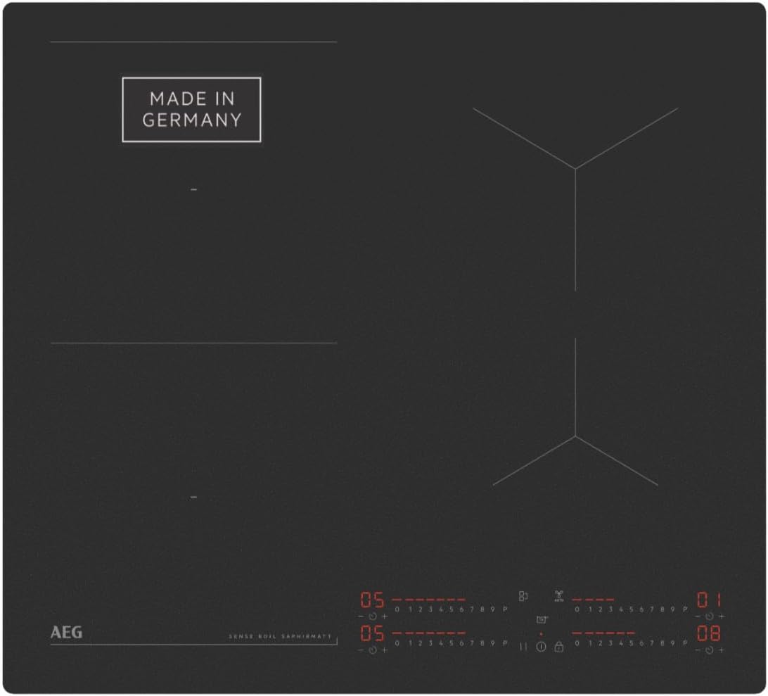 AEG IKE84441XB Autarkes Kochfeld / Herdplatte mit Touchscreen, Topferkennung & Hob²Hood-Funktion / Induktionskochplatte / 4 Kochzonen / Edelstahlrahmen / 80 cm Schwarz