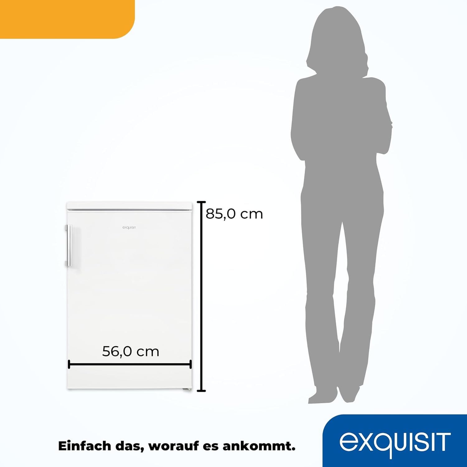 Exquisit Kühlschrank ohne Gefrierfach, 133 Liter, Vollraumkühlschrank freistehend, Türanschlag Wechselbar, KS516-V-H-010D weiss