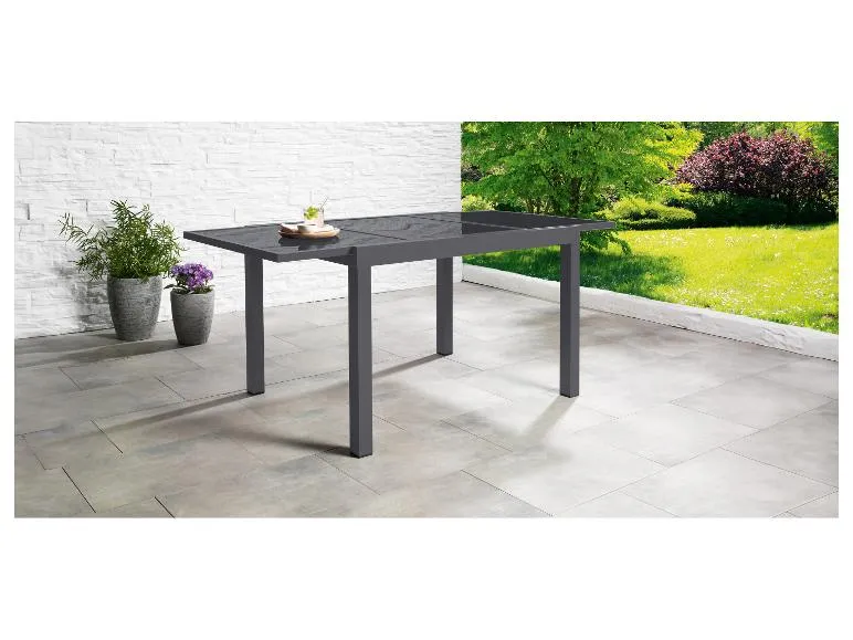 Alu-Set »Houston«, 9-teilig - Ausziehtisch & 8 Hochlehner, grau