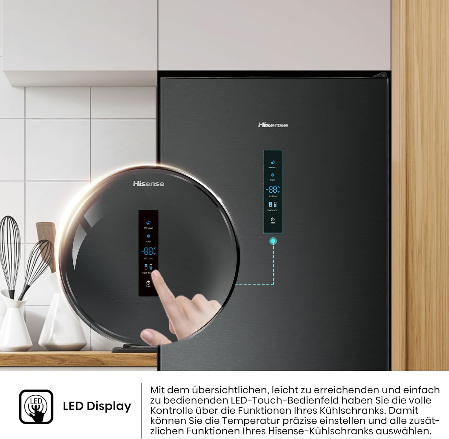 Hisense RB327N4AD2 Kühl-Gefrierkombination/ NoFrostPlus/ Multiflow 360°/ HolidayMode/ FreshZone/ 182,4 cm/ Kühlteil 171 l/ Gefrierteil 85 l/ 41 dB/ 287 kWh/ Jahr/ Edelstahl-Look