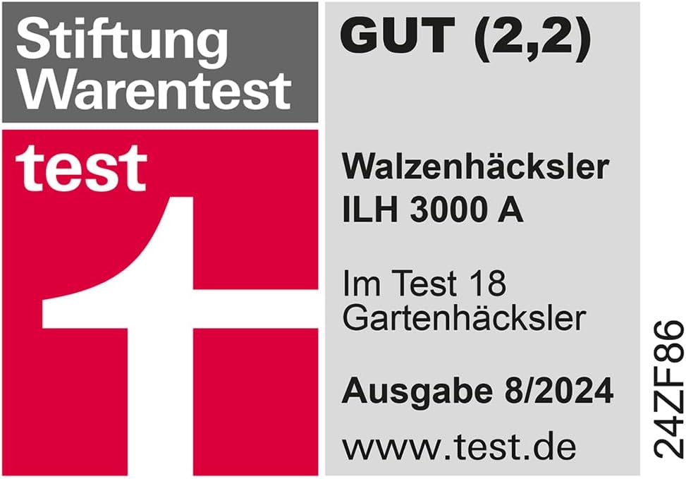 IKRA 81002880 Elektro Gartenhäcksler Walzenhäcksler ILH 3000 A, leise robust wartungsarm, Starke 3.000 Watt, Aststärke bis 44mm, 230 V