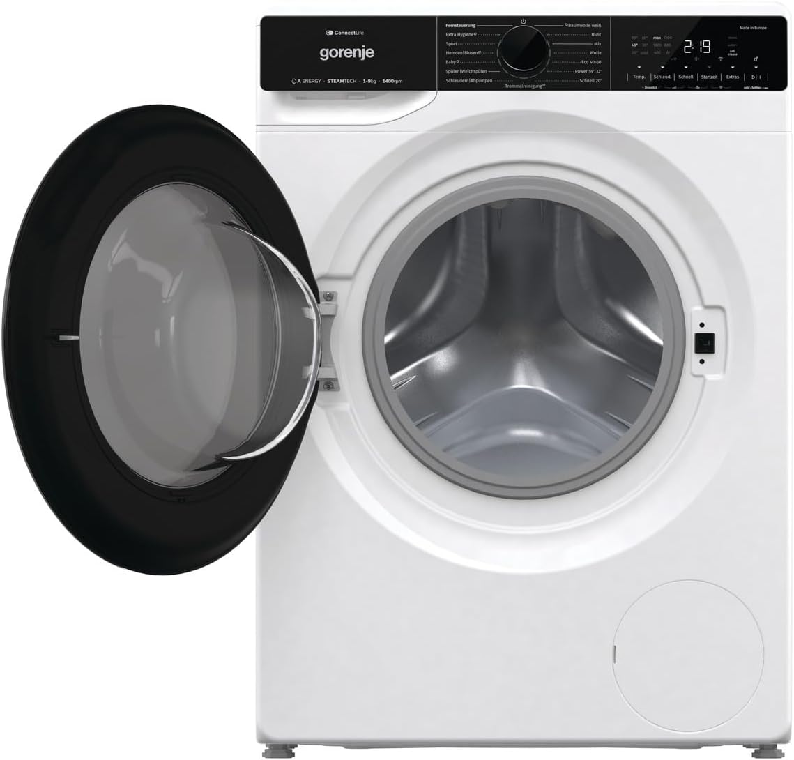 Gorenje WPNA 84 SATSWIFI Waschmaschine mit Dampffunktion / 8 kg / 1400 U/Slim Line/ConnectLife WiFi/Total AuaStop/Inverter PowerDrive Motor/Edelstahltrommel/Kindersicherung/EEK A