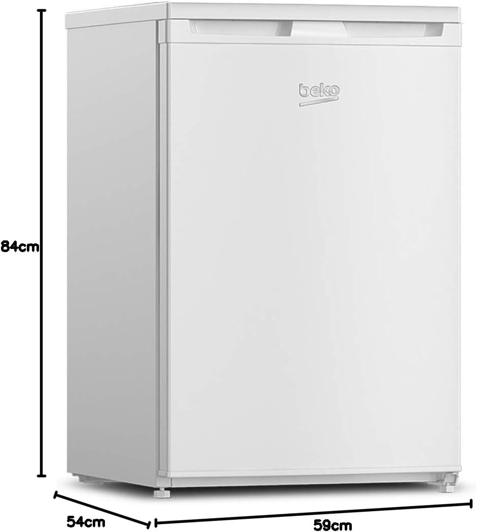 Beko TSE1424N b100 Tischkühlschrank, 128 l Gesamtrauminhalt, wechselbarer Türanschlag, gute Beleuchtung im Gerät, 37 dB, robuste Glasablagen, Weiß