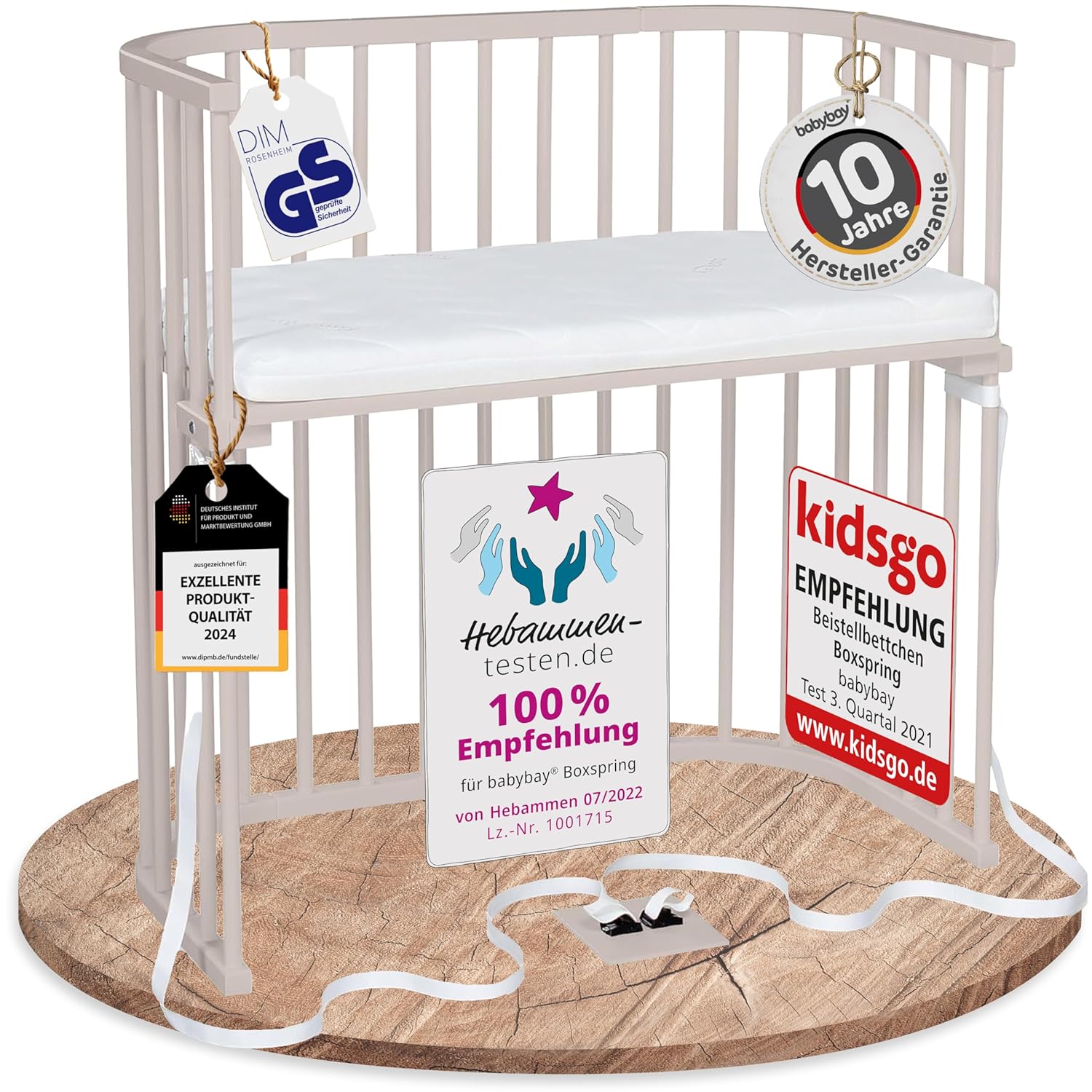 babybay Original Beistellbett aus massivem Buchenholz / kompakt & verwandelbar / Kinderbett Höhe stufenlos verstellbar & umweltfreundlich / mitwachsendes Babybett (weiß lackiert) / inkl. Matratze