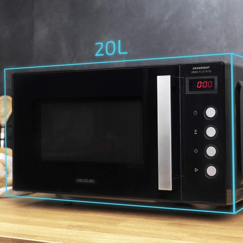 Cecotec Touch-Mikrowelle ohne Teller GrandHeat 2500 Flatbed Touch White. 800 W, 25 Liter Fassungsvermögen, 8 vorkonfigurierte Funktionen, Timer