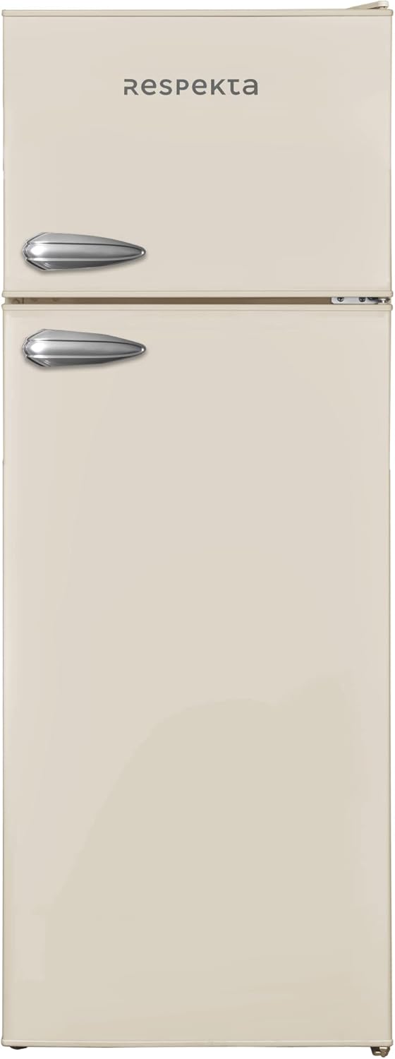 Respekta Retro-Kühlschrank mit Gefrierfach/in schwarz / 145 x 54 cm / 213 L Nutzinhalt/verstellbare Füße/automatisches Abtauverfahren/Schnellgefrierfunktion / KS144VS