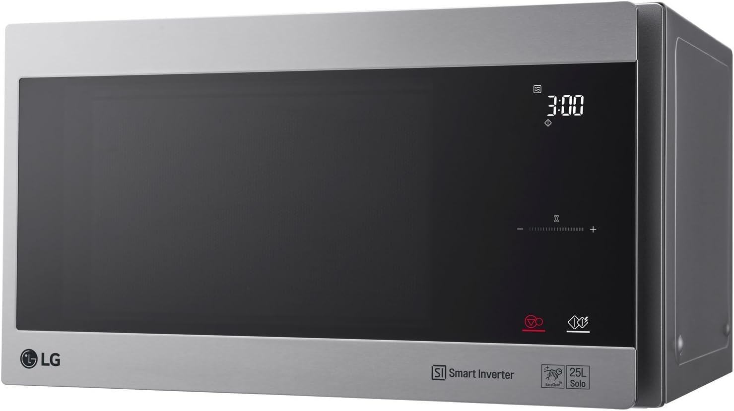 LG MS2595CIS Mikrowelle mit Smart Inverter Technologie, 25 Liter Kapazität, 1000 W, Automatikprogramme, einstellbare Leistungsstufen und EasyClean-Funktion, Silber