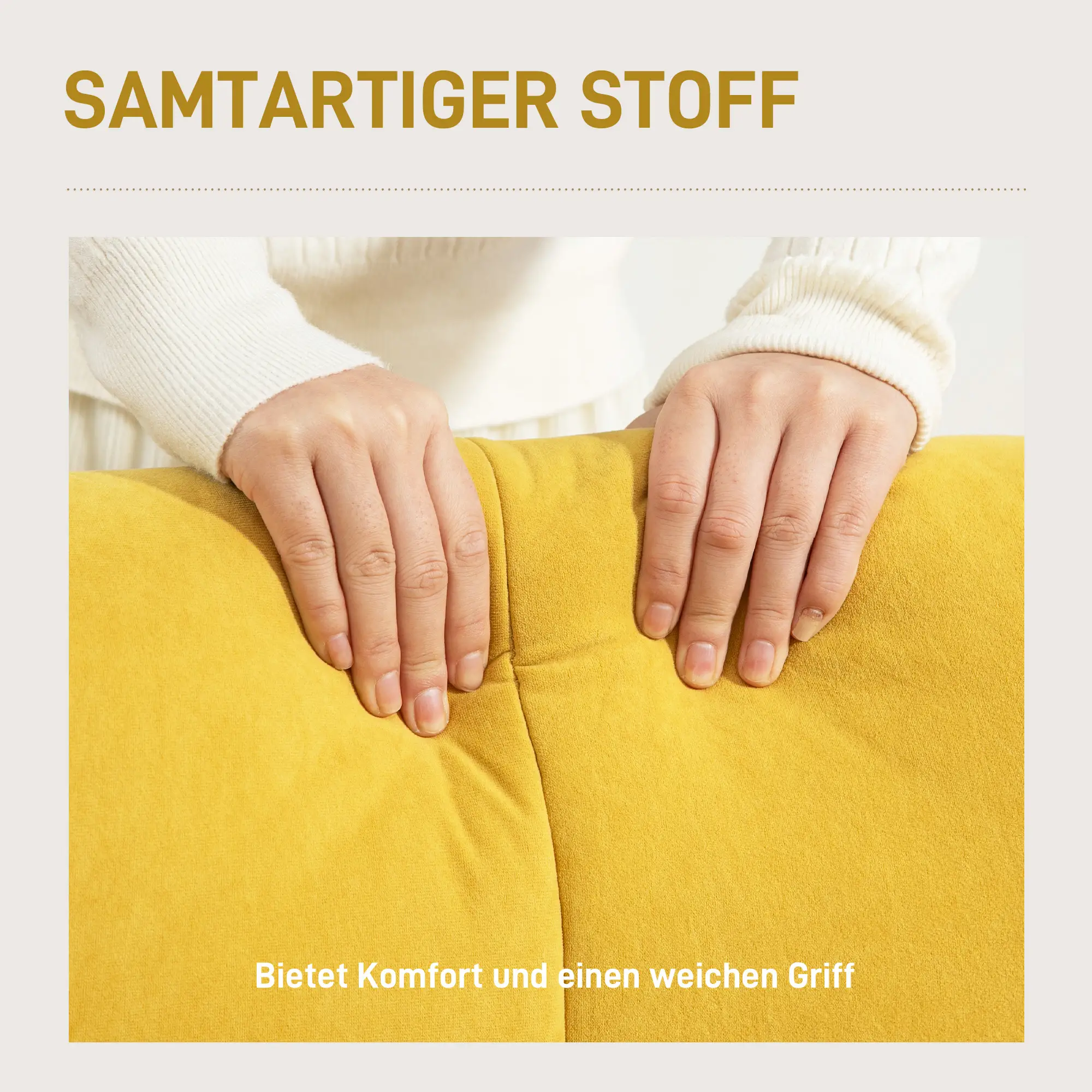 HOMCOM Polsterstuhl Loungesessel luxuriöser Komfort Steppung Samt Gelb