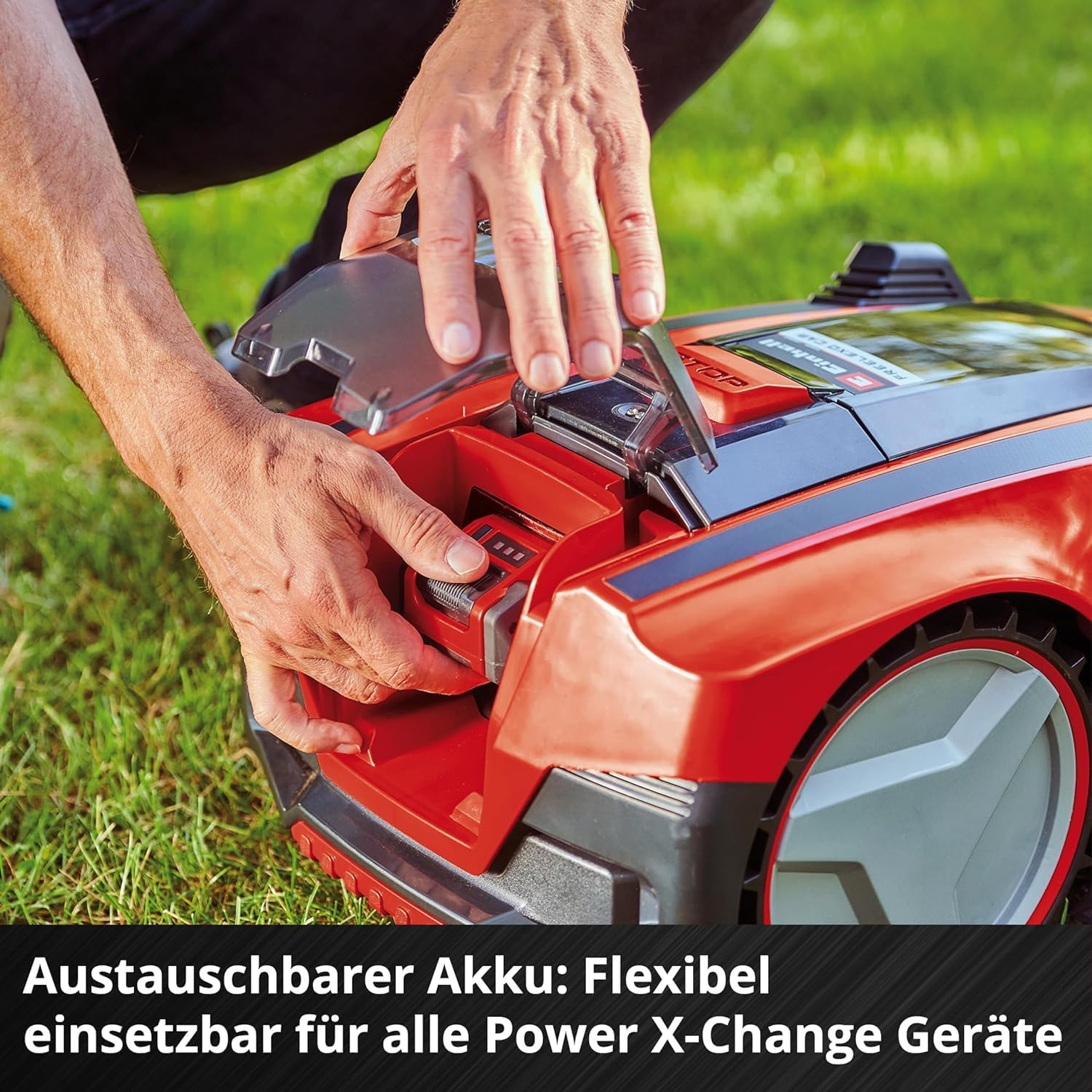 Einhell Mhroboter FREELEXO CAM 500 Power X-Change (18V, Kamera ersetzt Begrenzungsdraht, für 500 m, Brushless, bis 25% Steigung, Schnittbreite 18 cm, inkl. 3,0 Ah Akku, 5 m Magnetband)