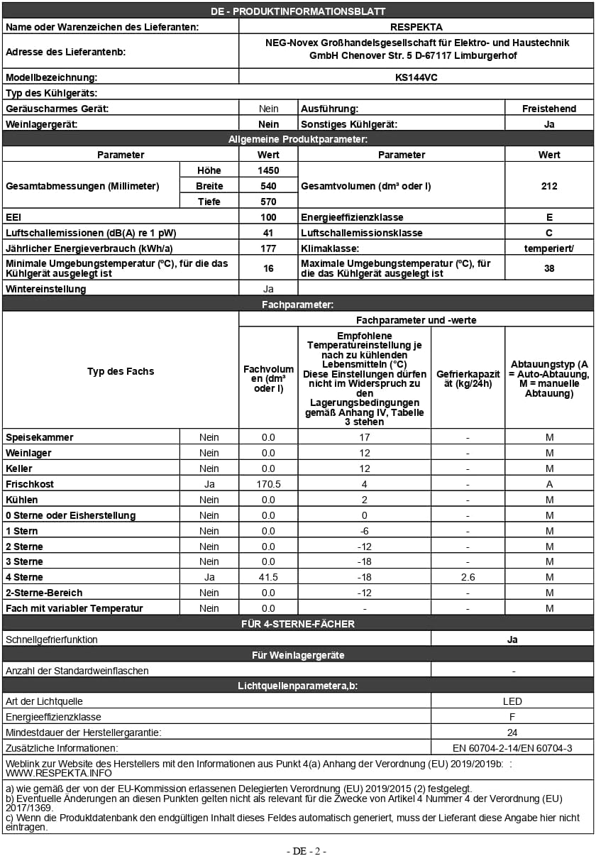 Respekta Retro-Kühlschrank mit Gefrierfach/in schwarz / 145 x 54 cm / 213 L Nutzinhalt/verstellbare Füße/automatisches Abtauverfahren/Schnellgefrierfunktion / KS144VS