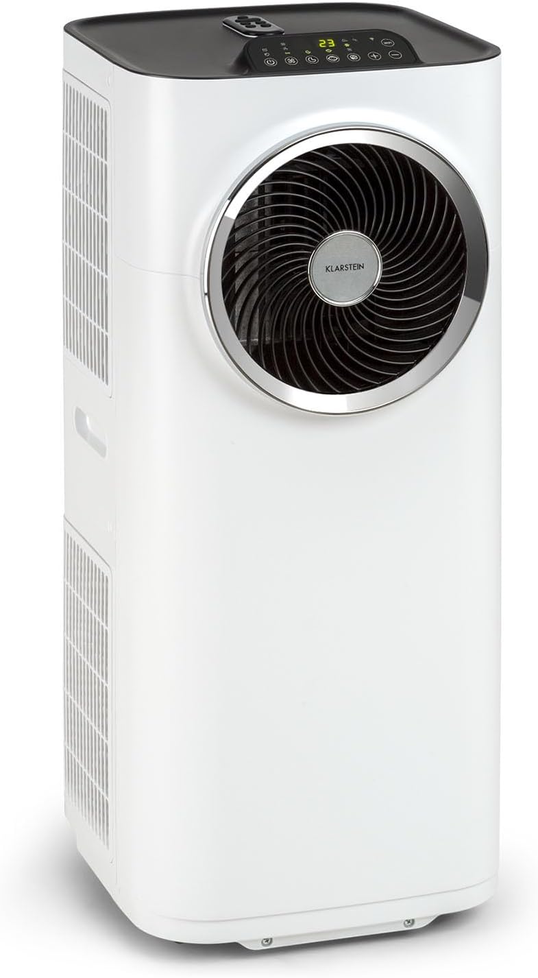 Klarstein Mobile Klimaanlage mit Abluftschlauch, 5-in-1 Klimagerät, Ventilator, Luftentfeuchter, Luftreiniger & Nachtmodus, App-Steuerung, Kleine & Portable für Wohnung & Büro, 12000 BTU