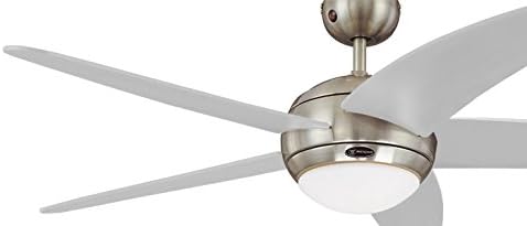 132 cm Deckenventilator Bendan 72220 mit Einzelleuchte und fünf Flügeln, Ausführung in seidenmattem Chrom mit Opalmilchglas