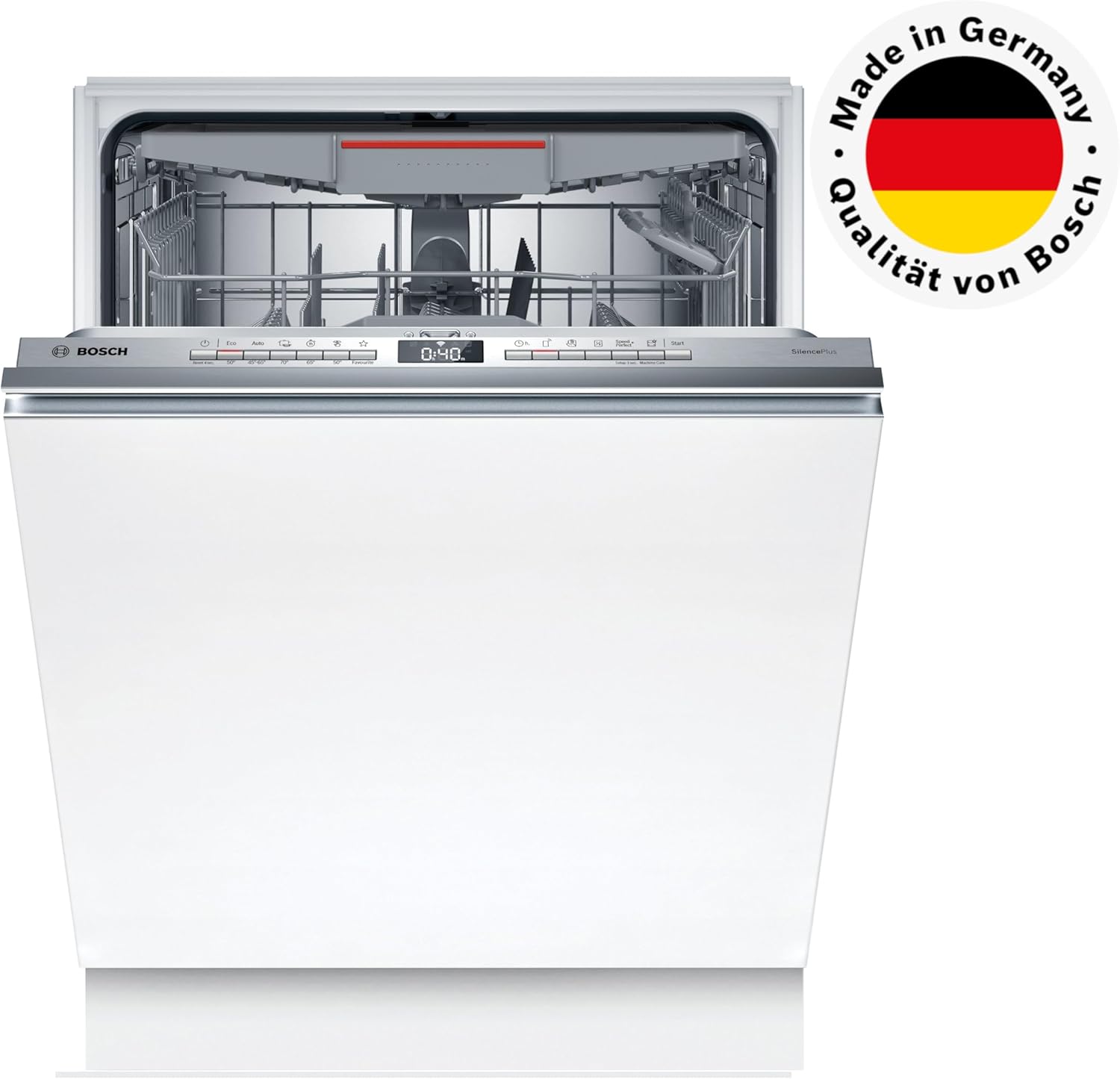 Bosch SMU4ECS28E, Serie 4, Smarter Unterbau-Geschirrspüler 60 cm, Besteckschublade, Spülmaschine Made in Germany, besonders Leise, Extra Trocknen, schneller sauberes Geschirr, Ferndiagnose, Edelstahl