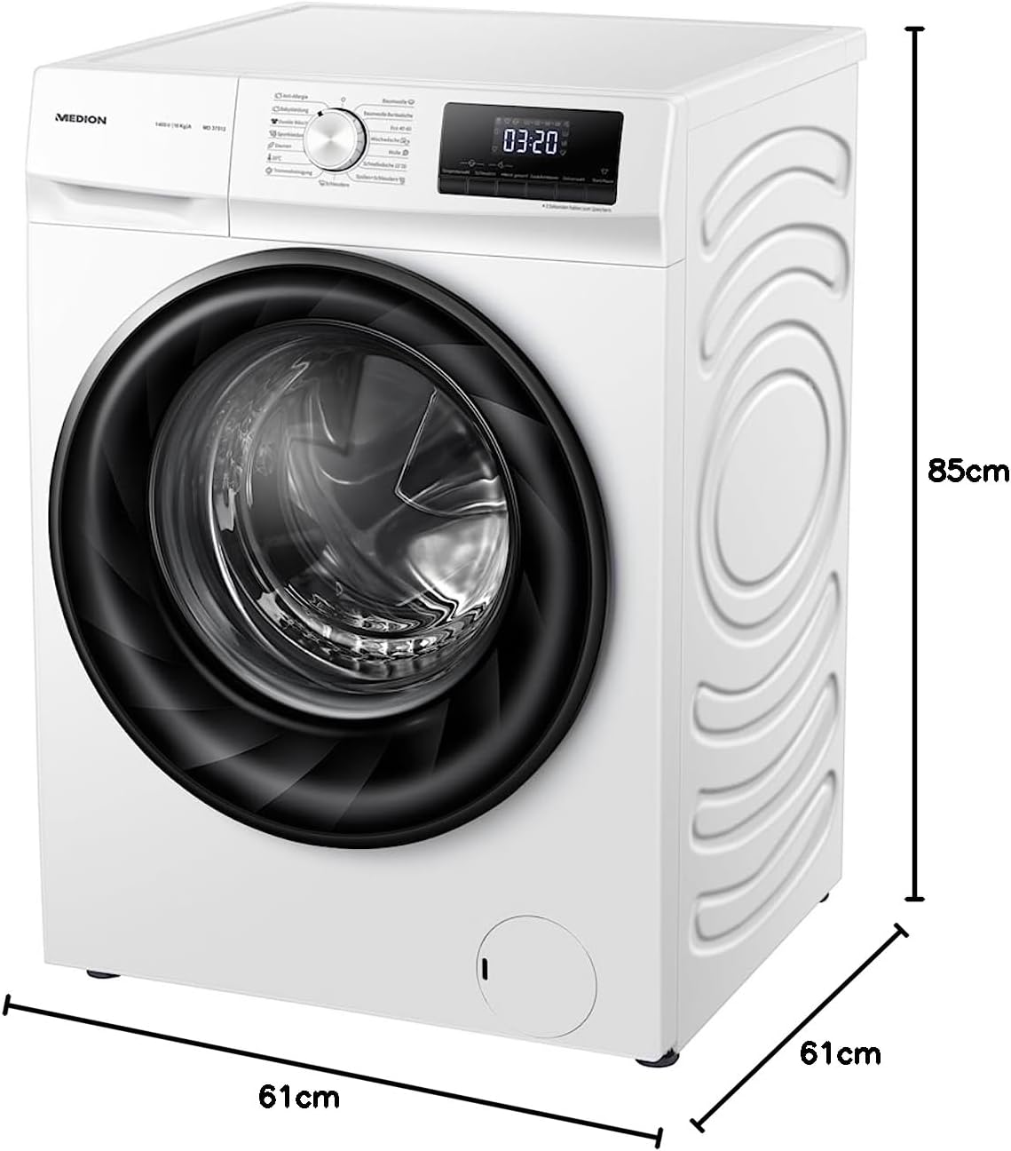 MEDION Waschmaschine (8 kg, 1400 U/Min, 15 Programme, Timerfunktion, Kindersicherung, LED Display, MD 37511)